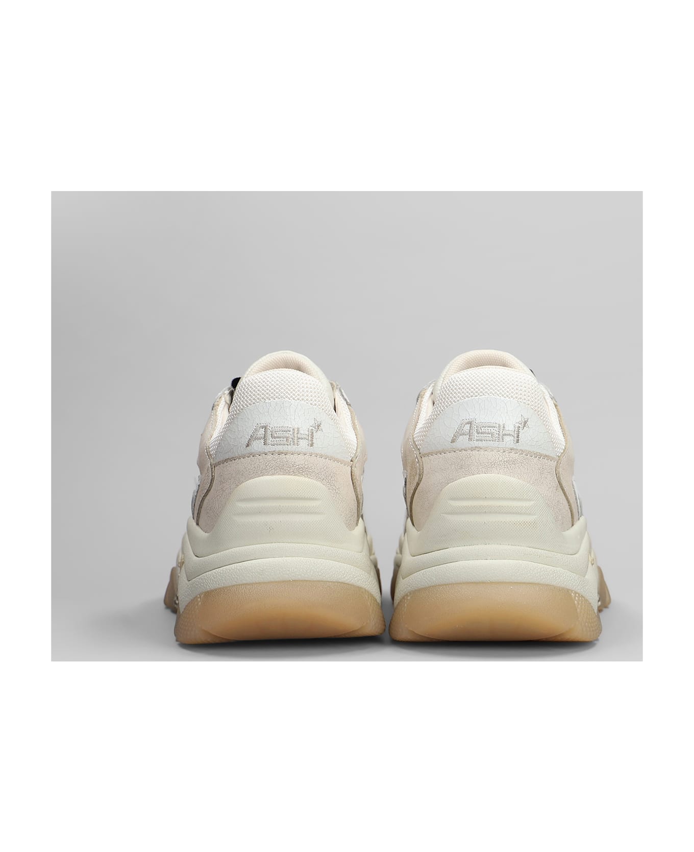 Ash Addict Sneakers In Beige Leather And Fabric - beige