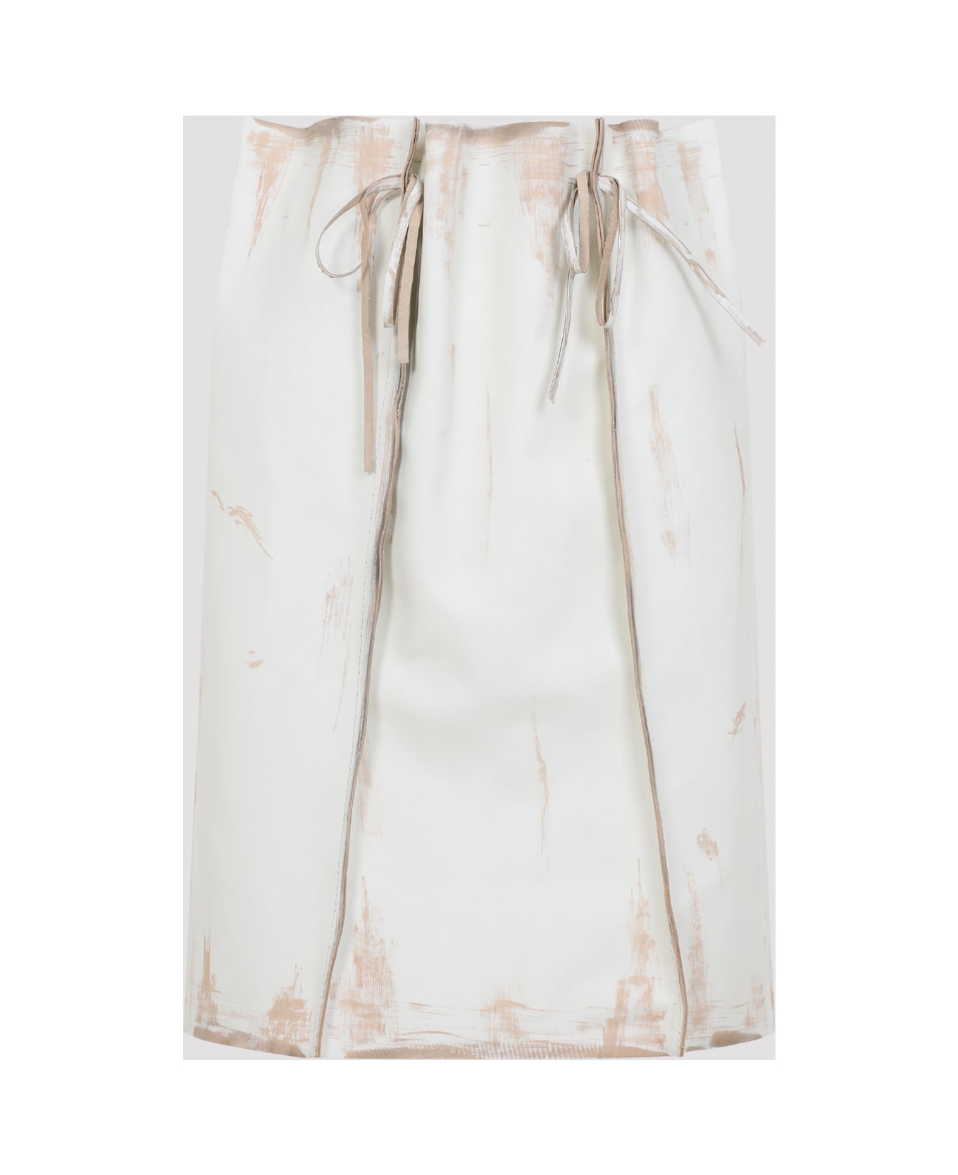 Prada Calf Leather Midi Skirt - Bianco