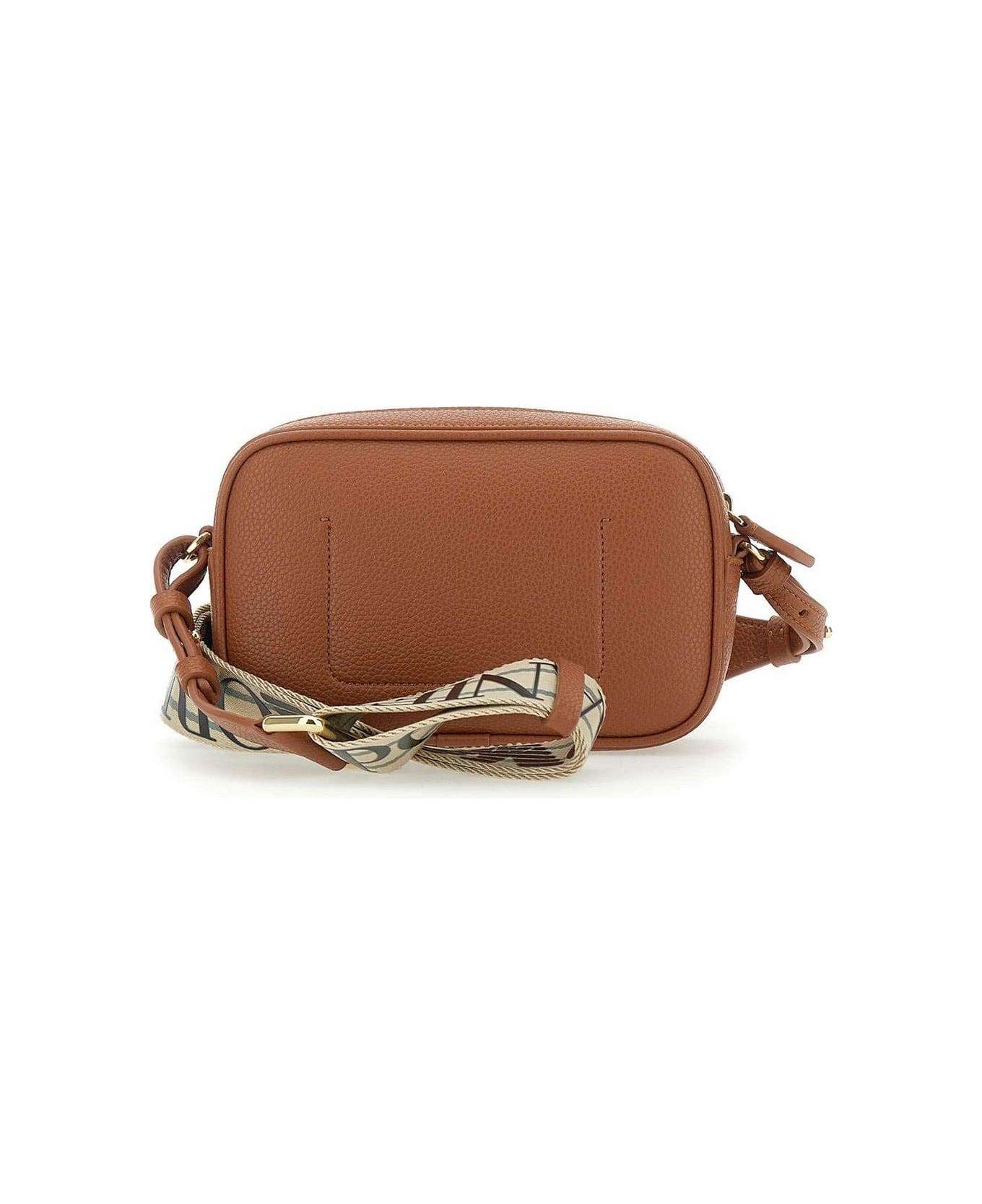 Emporio Armani Logo Detailed Zip-up Crossbody Bag - Leather Brown