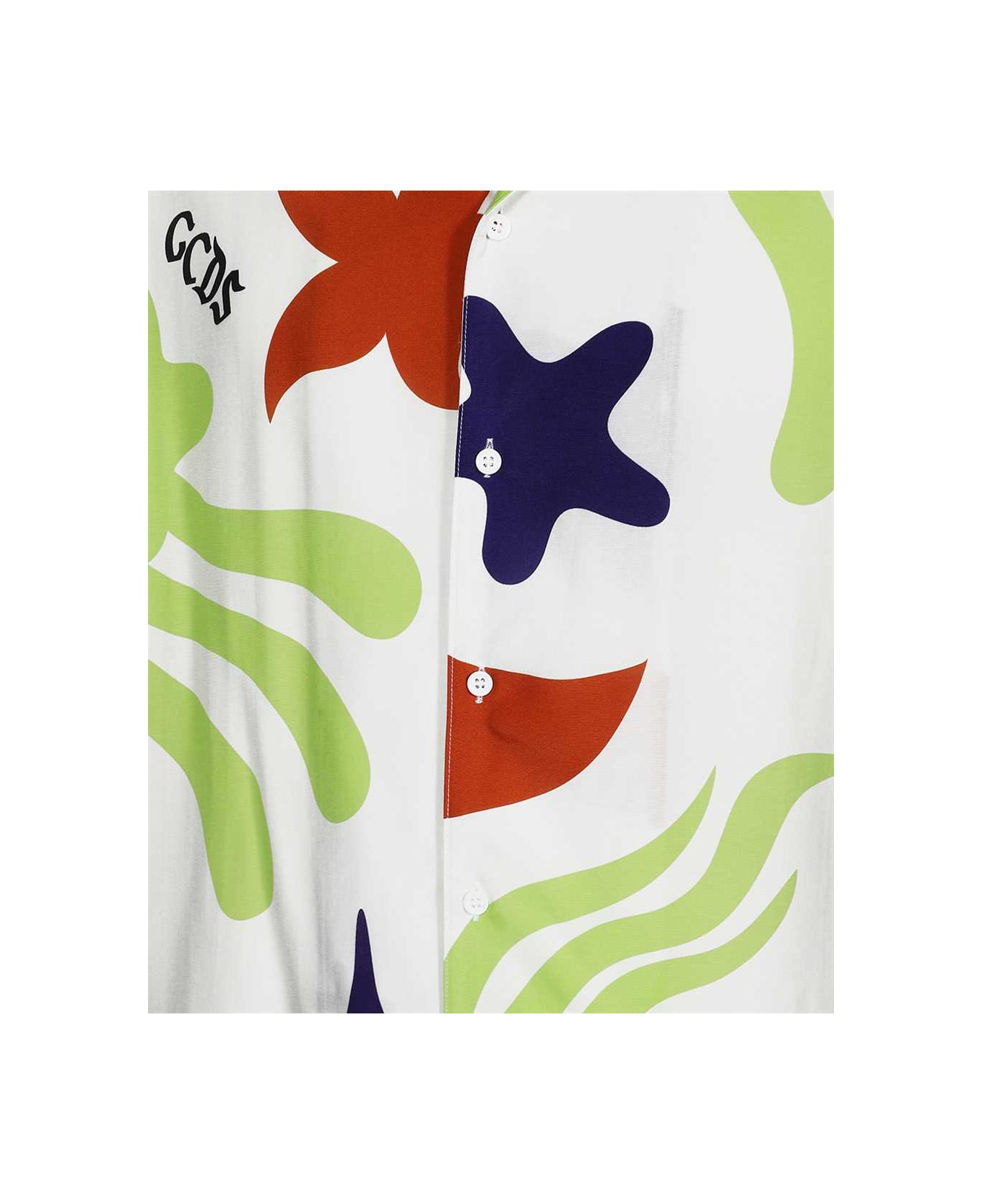 GCDS Printed Viscose Shirt - White