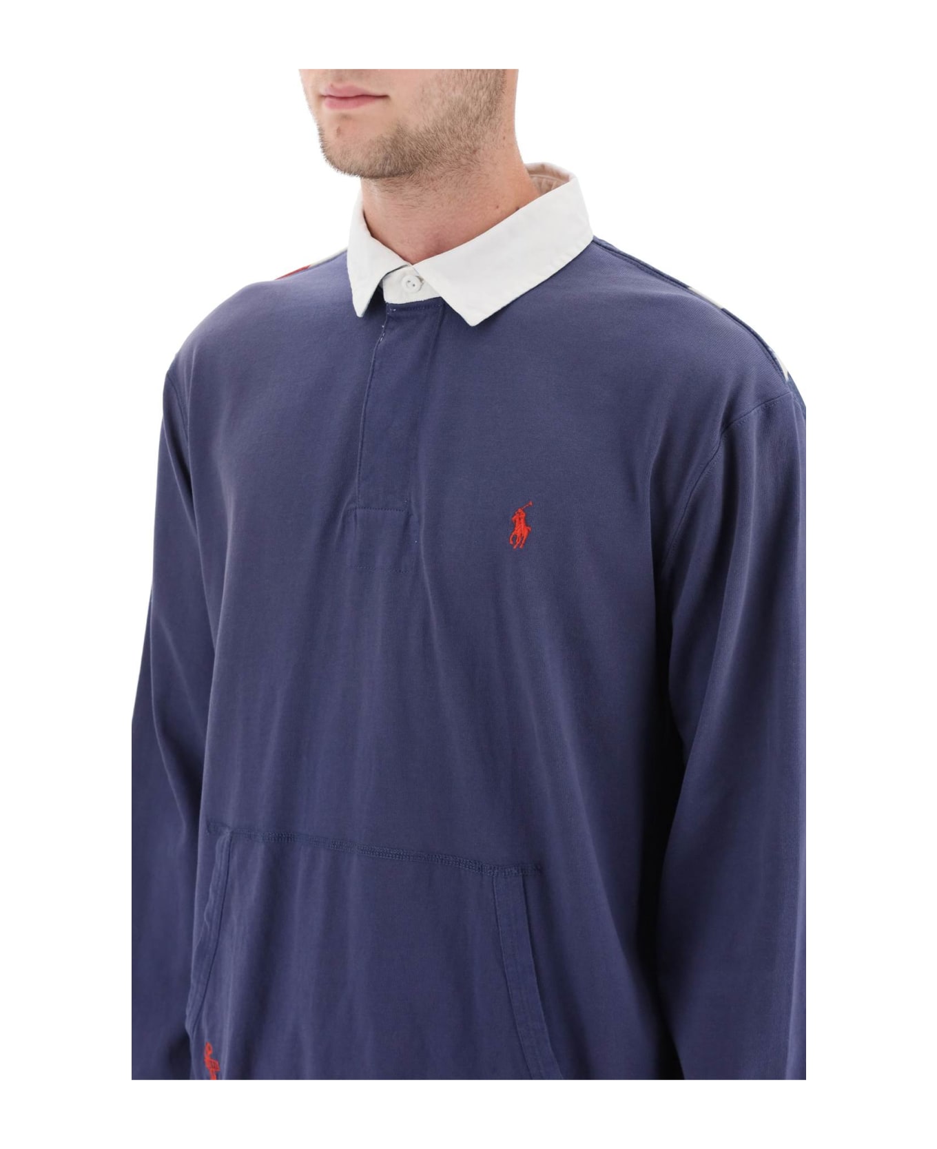 Polo Ralph Lauren Flag Patch Long Sleeve Rugby Shirt - BOATHOUSE NAVY (Blue)