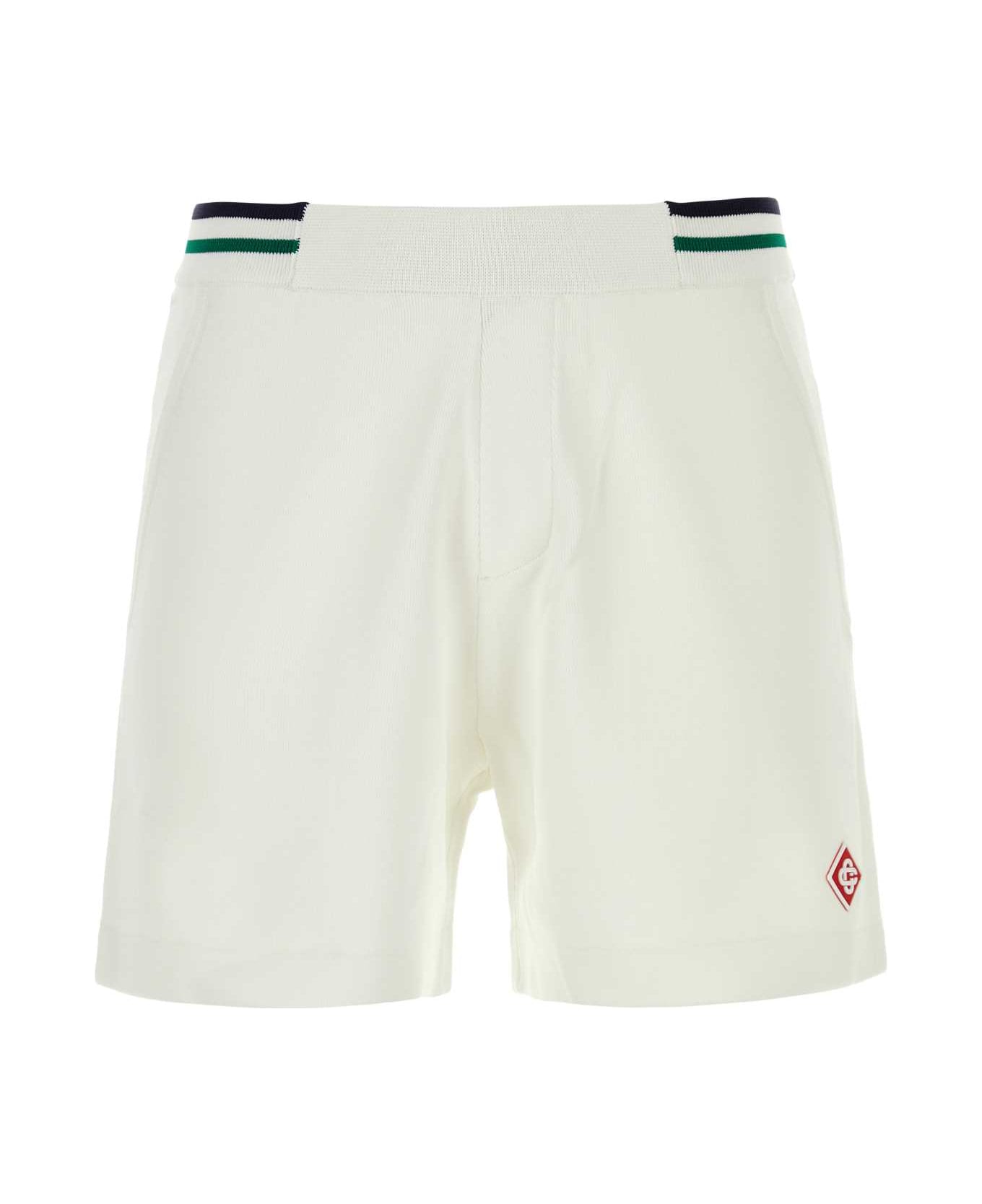 Casablanca White Viscose Blend Bermuda Shorts - WHITE