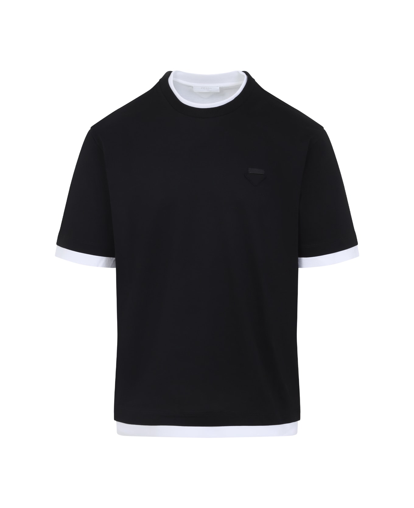 Prada Short Sleeves Crewneck T-shirt - Nero Bianco