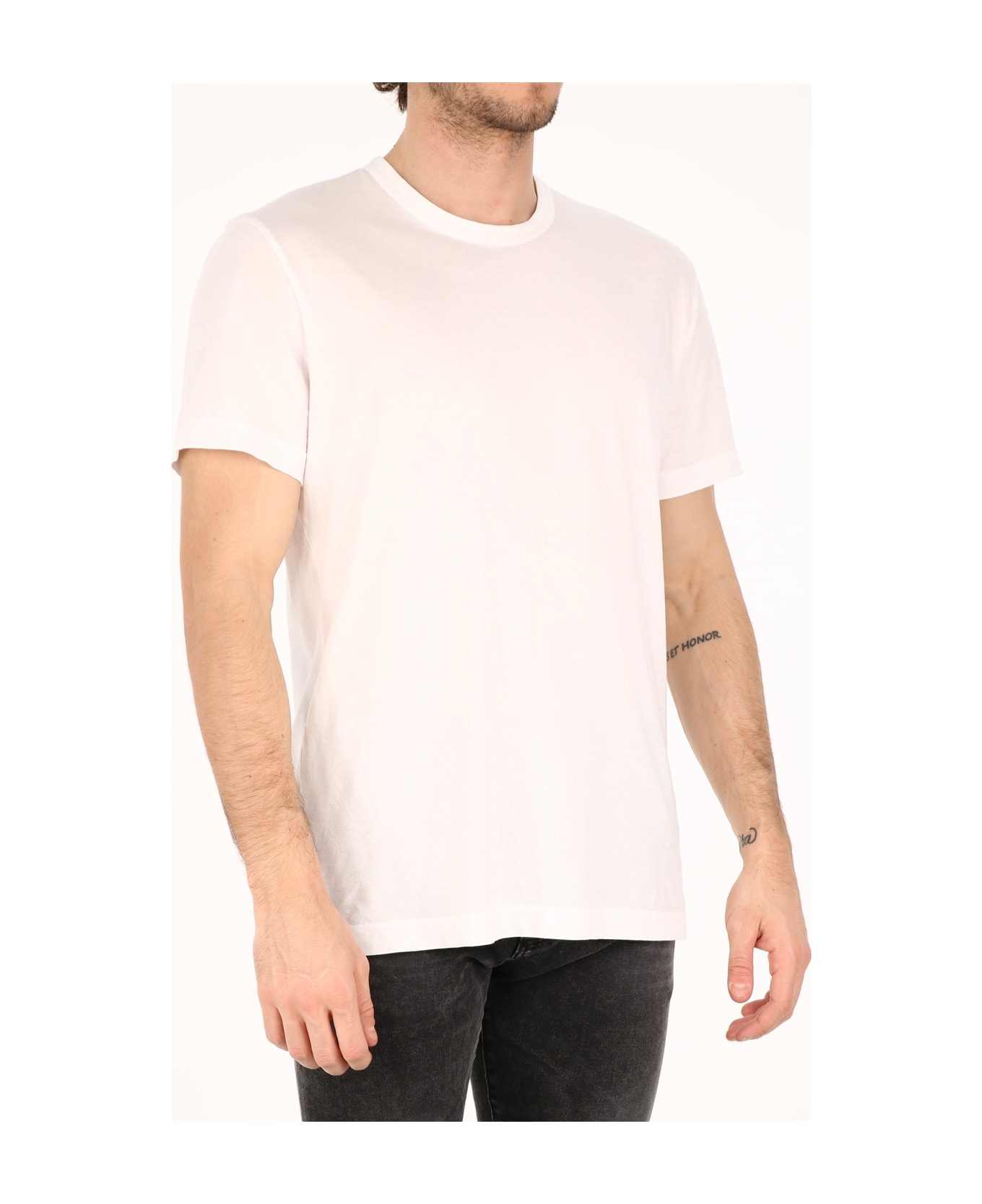 James Perse White Cotton T-shirt - WHITE
