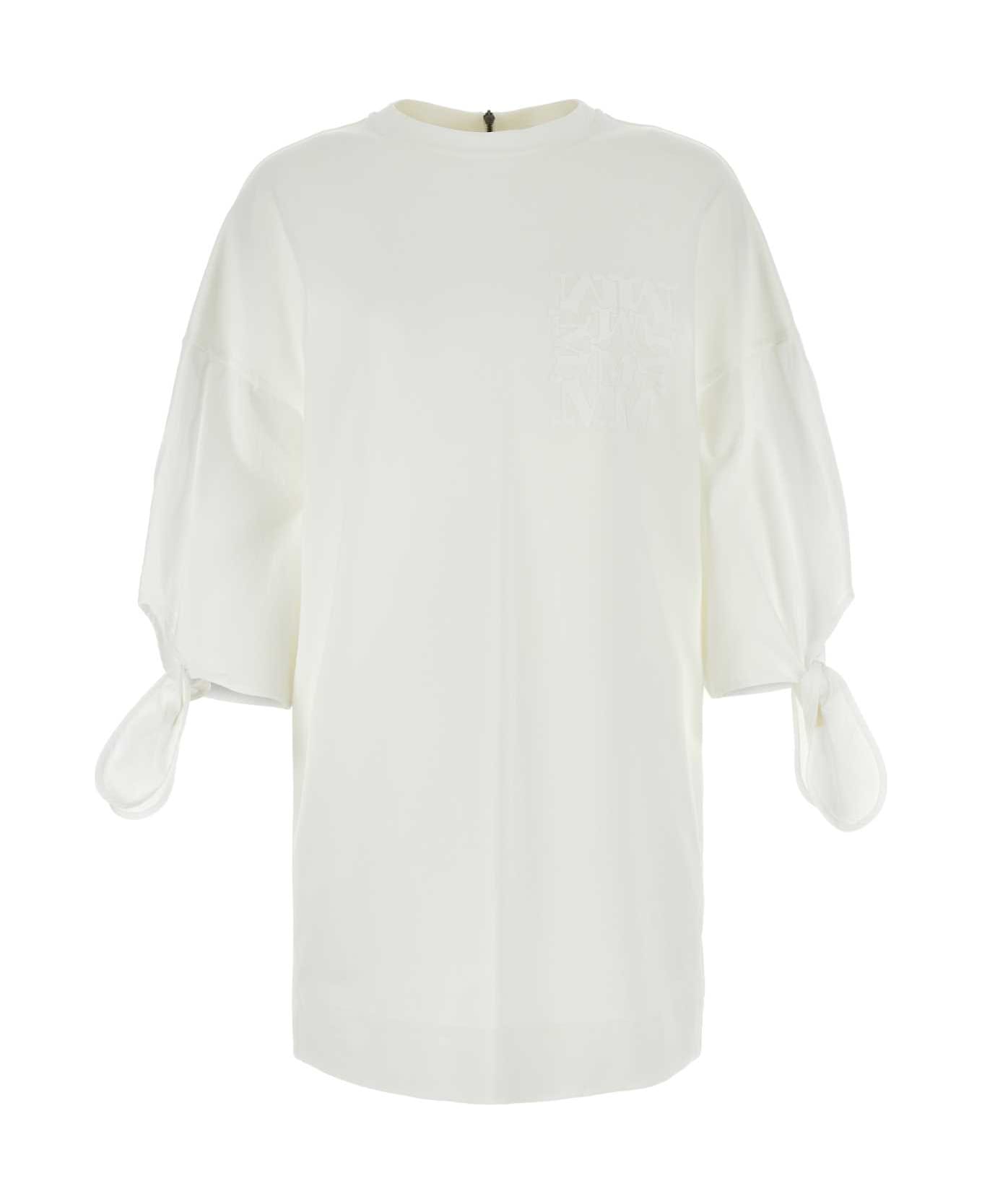 Max Mara White Stretch Nylon Blend Agora T-shirt Mini Dress - BIANCO ワンピース＆ドレス
