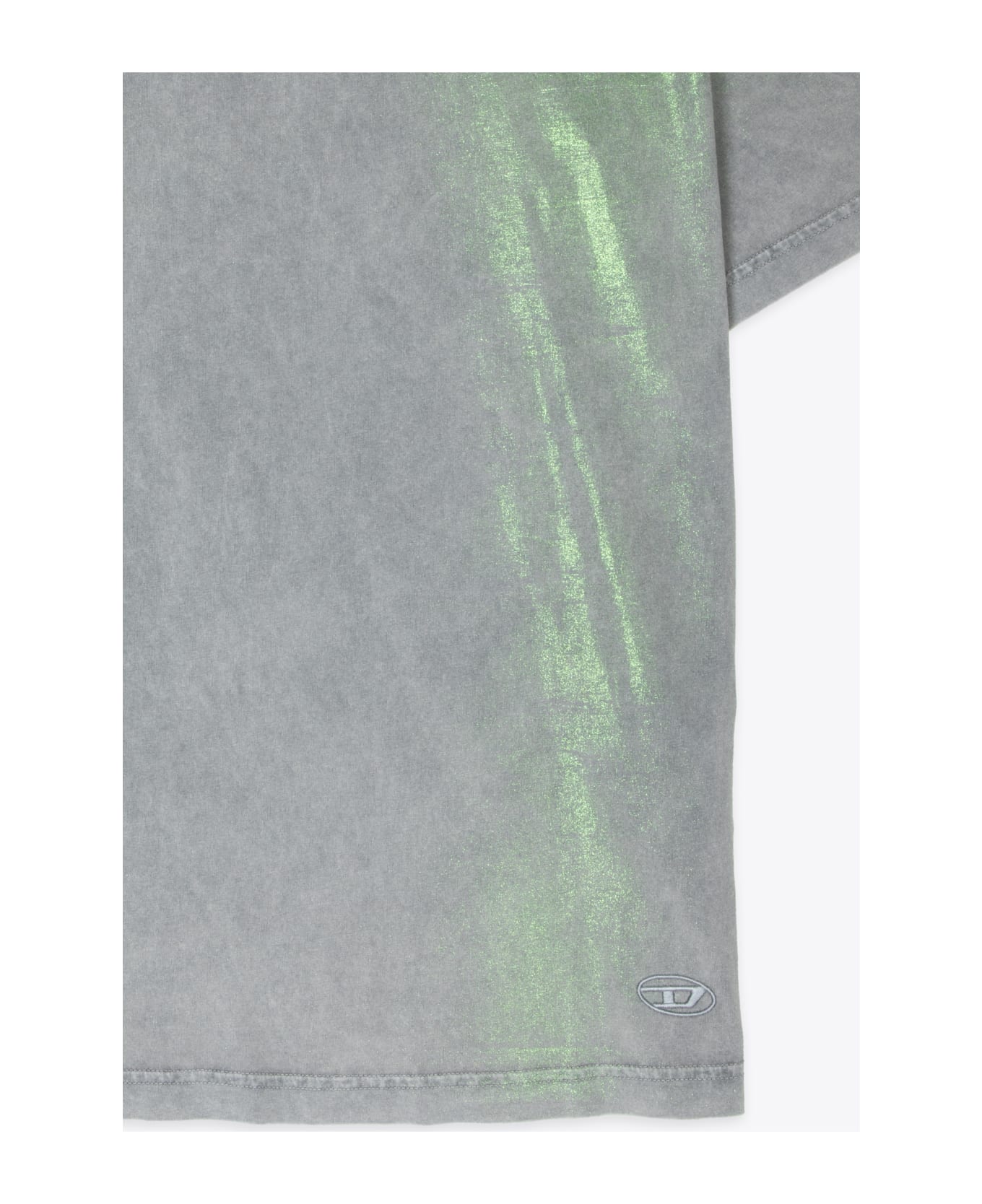 Diesel T-buxt Grey viscose jersey t-shirt with green metallic finiture - T Buxt - Grigio
