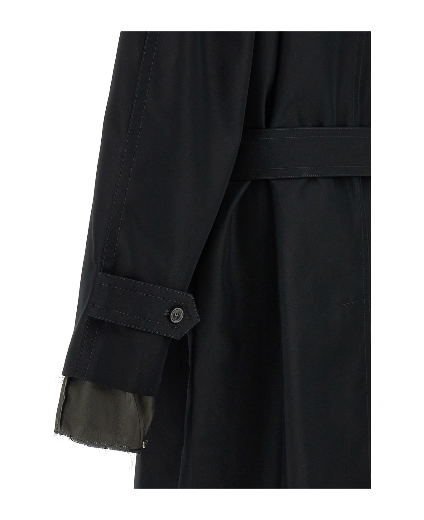 Maison Margiela Long Single-breasted Trench Coat - Black