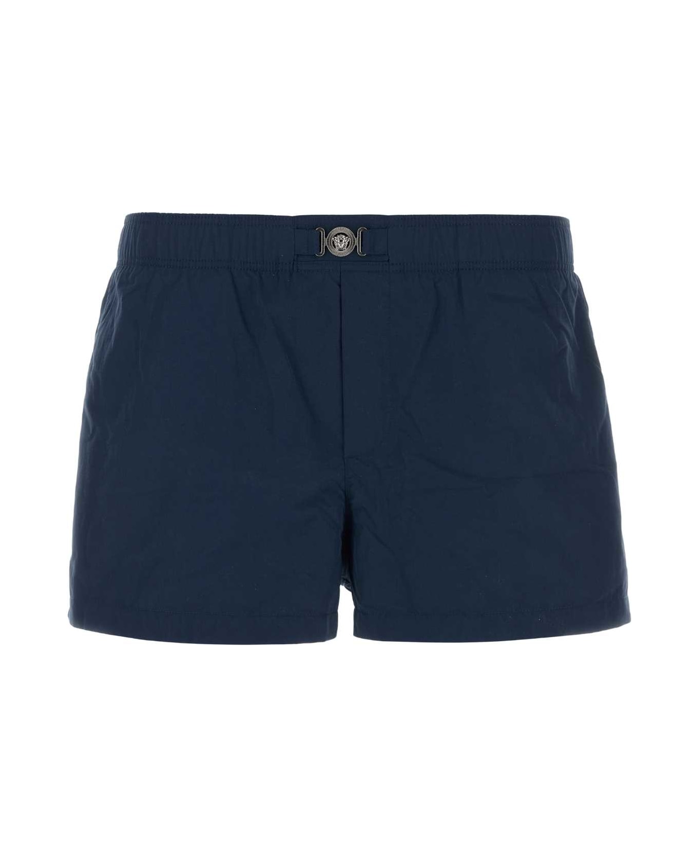 Versace Blue Nylon Bermuda Shorts - INKBLUE