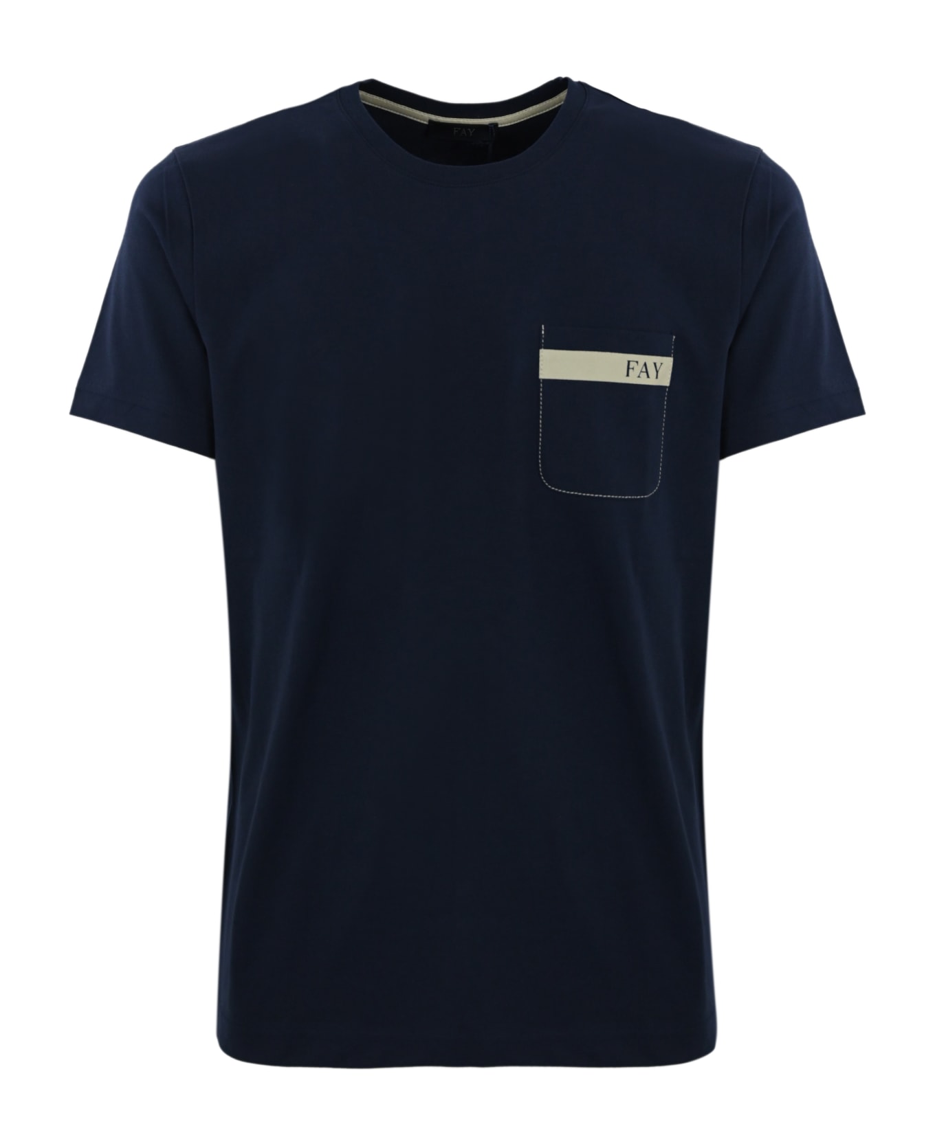 Fay Cotton T-shirt With Pocket - Blu