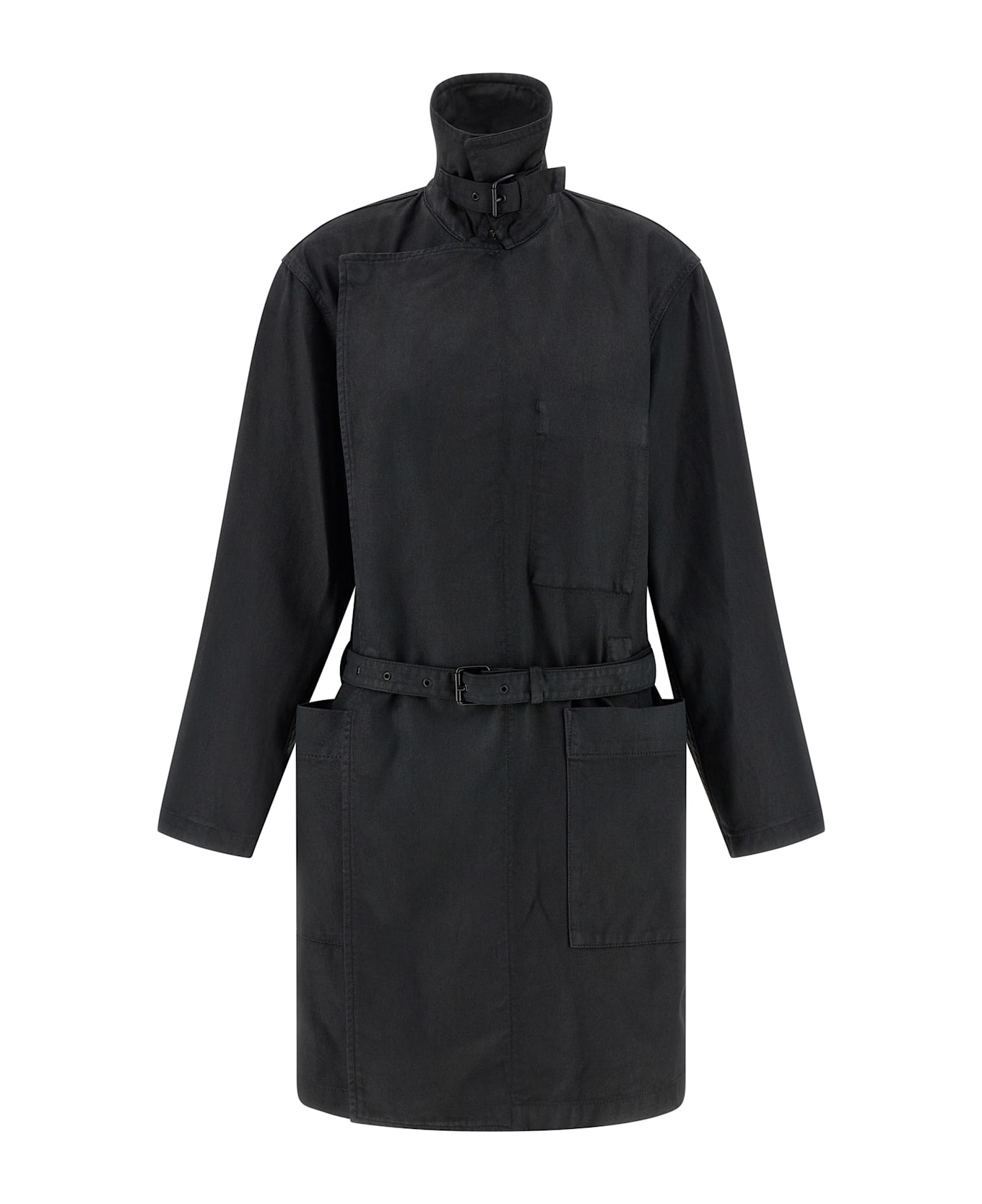 Lemaire Waxed Cotton Trench Coat - Black  
