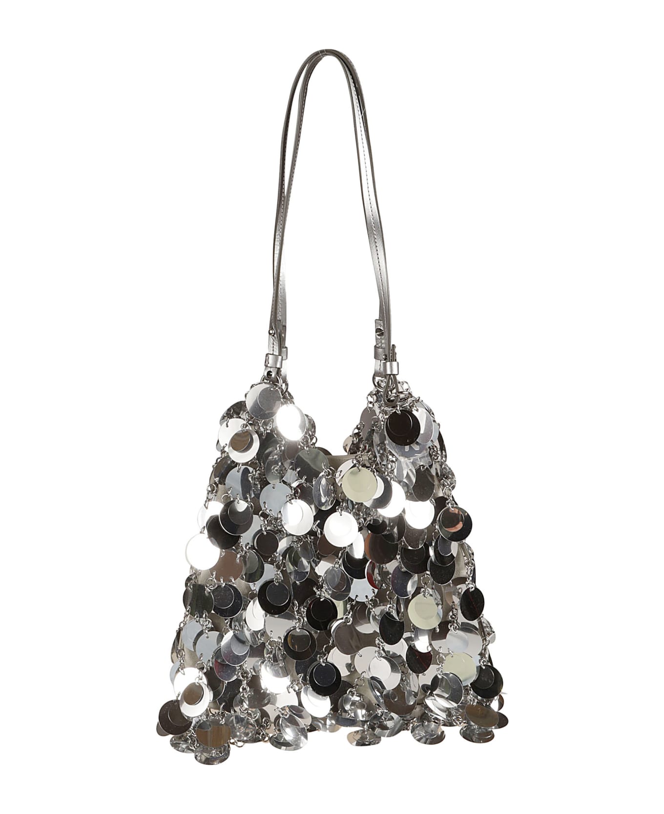 Paco Rabanne Embellished Metallic Shoulder Bag - Silver