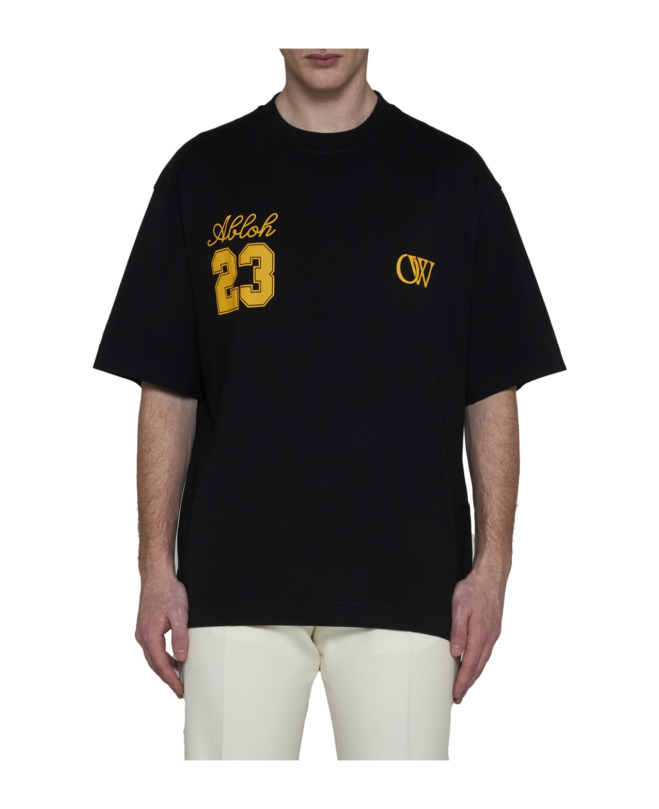 Off-White Skate T-shirt With Ow 23 Logo - Black Gold Fusion