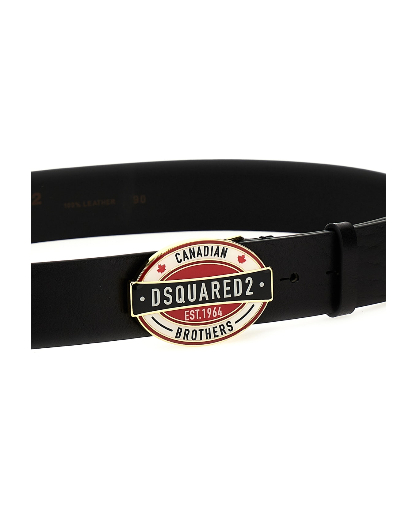 Dsquared2 Logo Buckle Leather Belt - Black ベルト