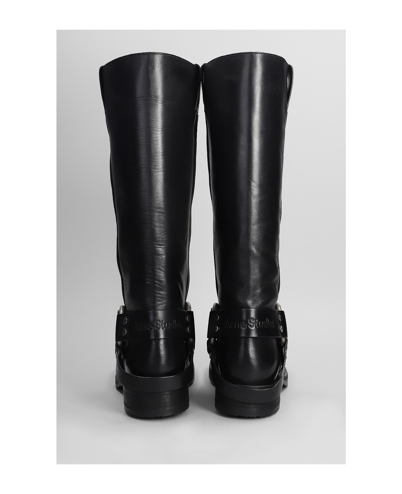 Acne Studios Low Heels Boots In Black Leather - black ブーツ