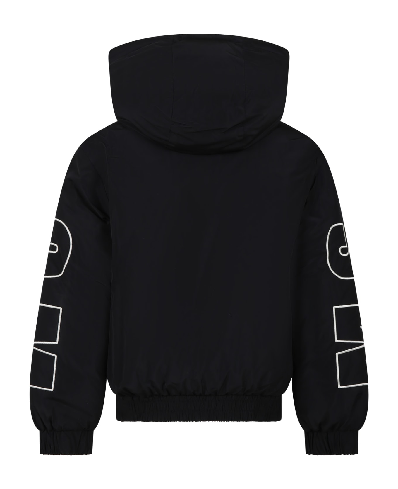 MSGM Black Down Jacket For Boy With Logo | italist