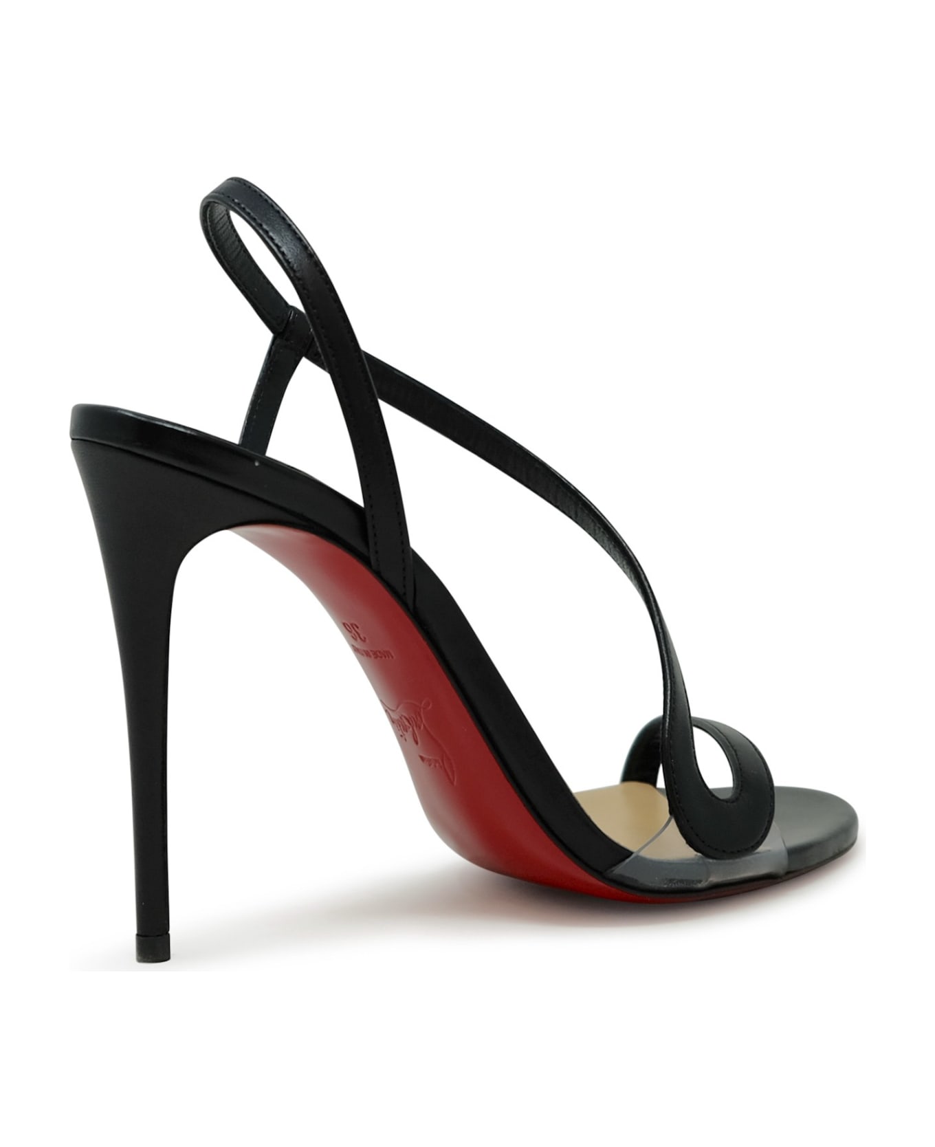 Christian Louboutin Black Pvc Leather Rosalie 100 Sandals - BLACK