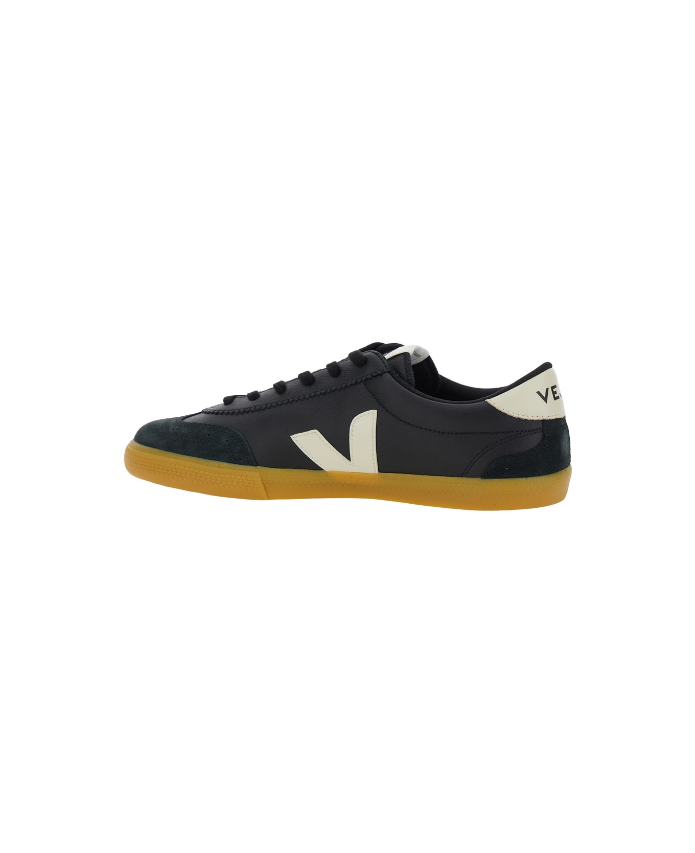 Veja 'volley' Black Sneakers With Side Logo And Lettering Logo On The Heel In Organic Cotton Unisex - Black スニーカー