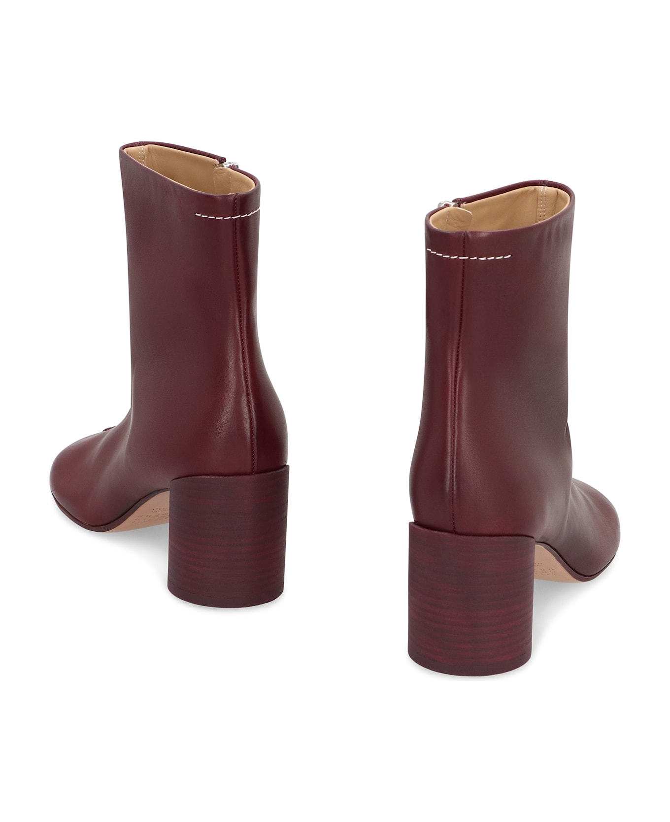MM6 Maison Margiela 
anatomic
 Burgundy Leather Ankle Boots - Burgundy