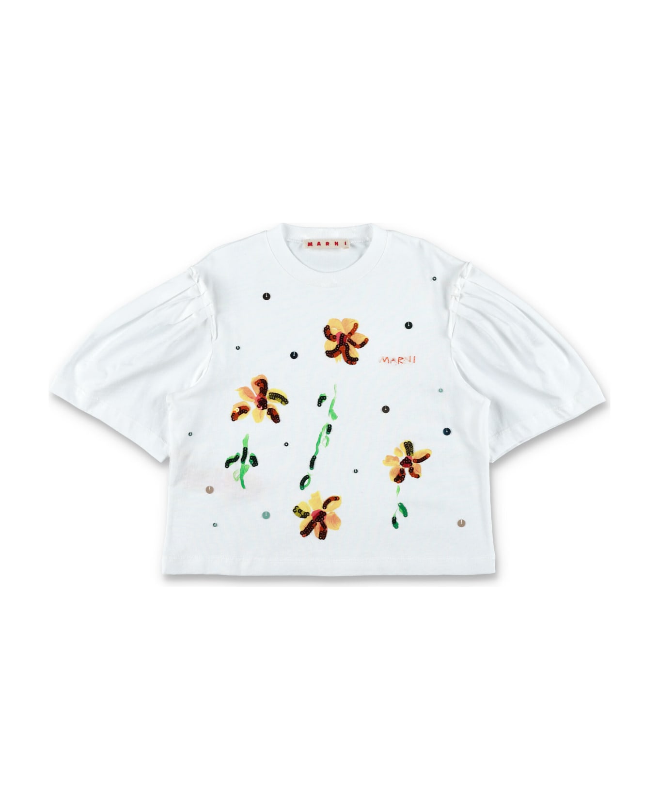 Marni Sequin Flower T-shirt - WHITE