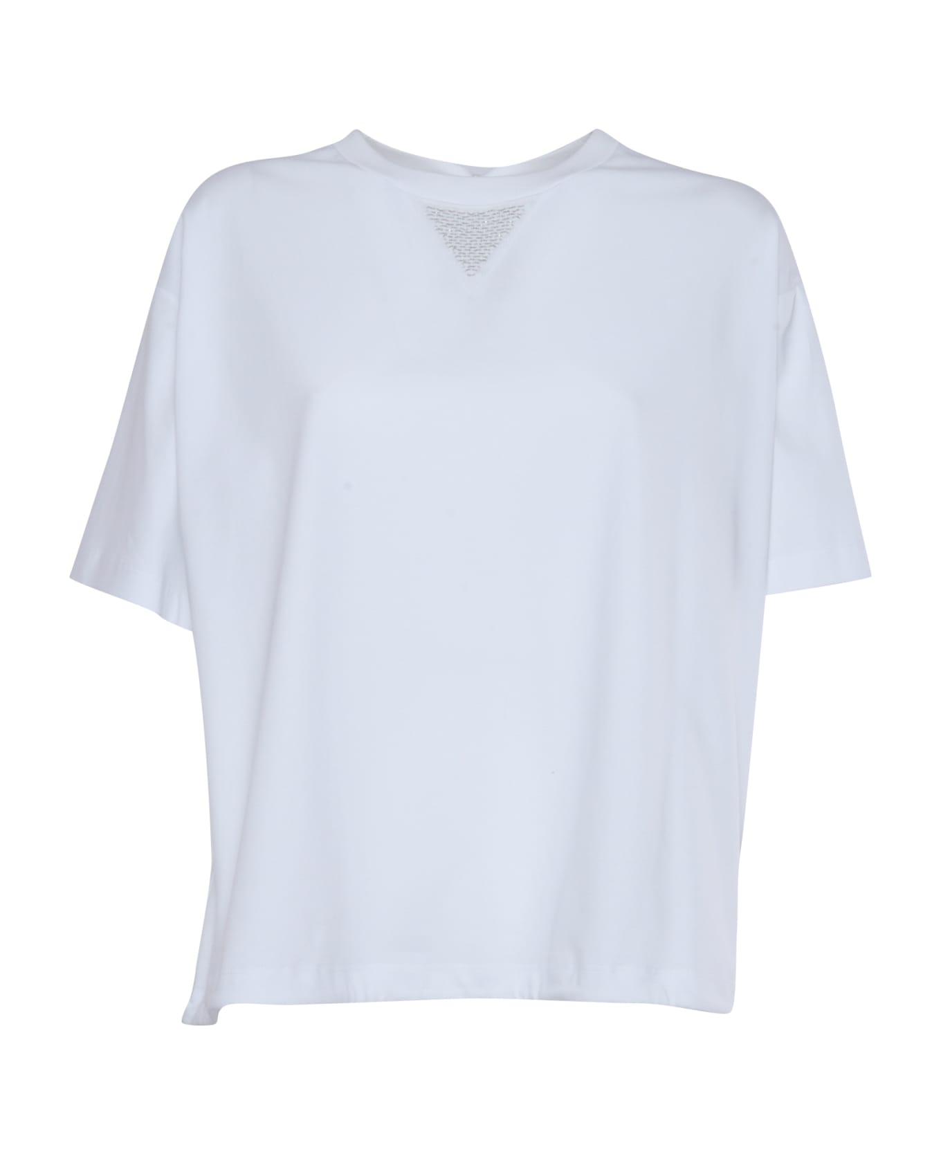 Peserico White T-shirt With Lurex Detail - WHITE