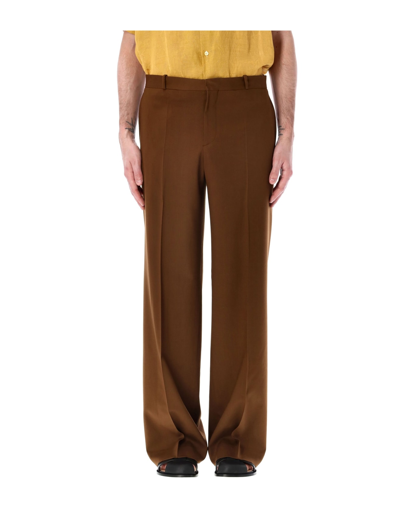 CMMN SWDN Otto Wide-leg Trousers - BROWN ボトムス