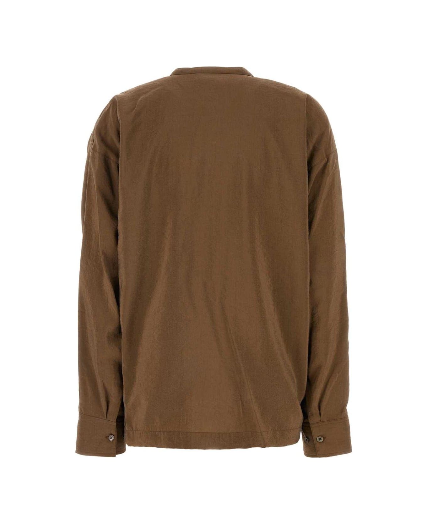 Lemaire Long-sleeved Twisted Straight Hem Shirt - Brown