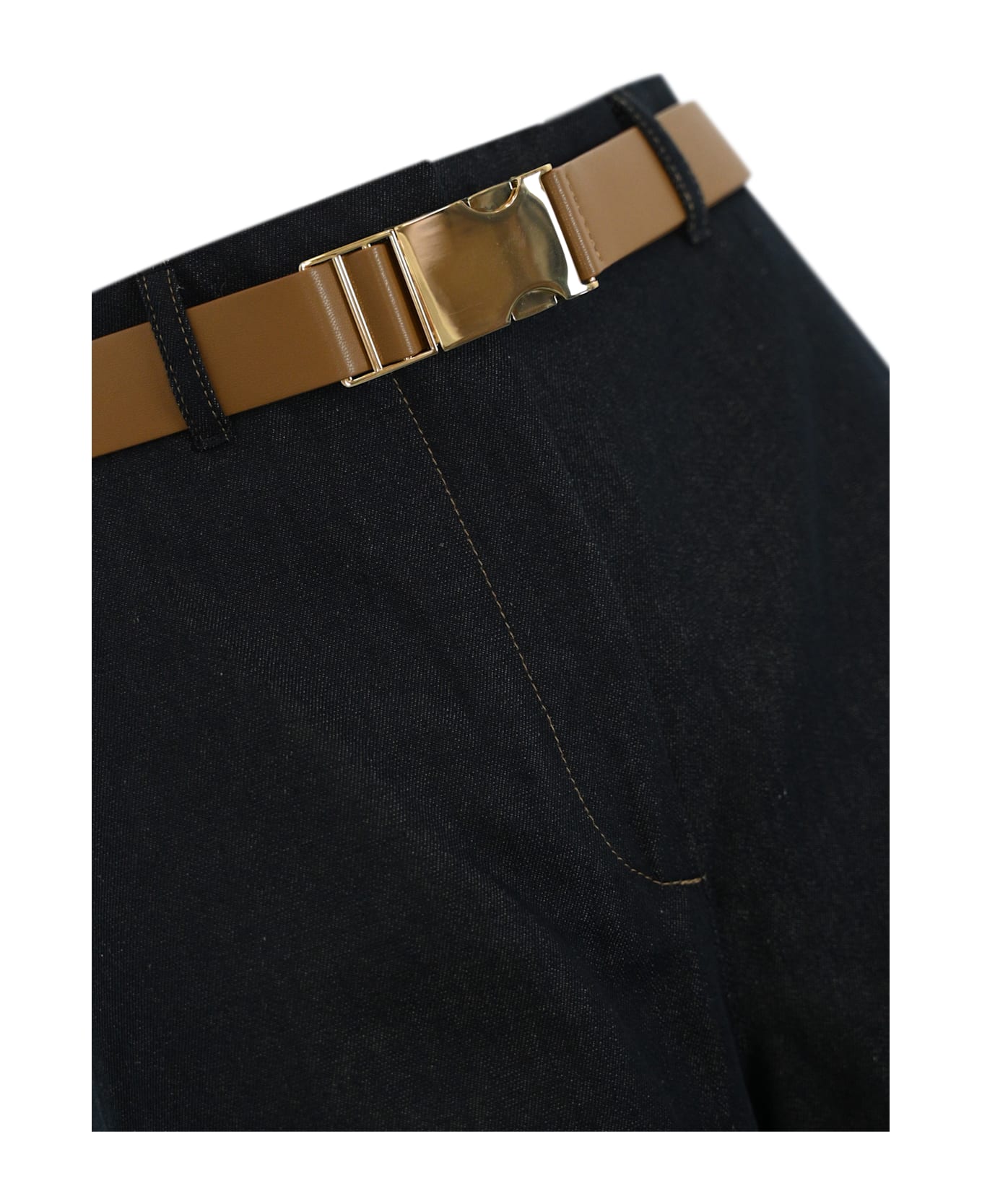 Murge Trousers In Cotton And Linen In Denim Blue - Thumbnail 1