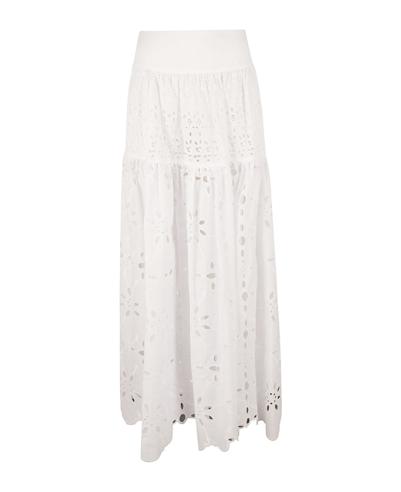 Ermanno Scervino High-waist Floral Perforated Skirt - White