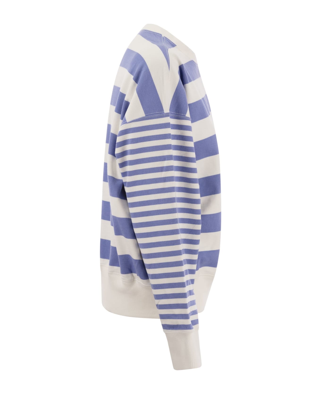 Polo Ralph Lauren Crew-neck Sweatshirt With Stripes - White/light Blue ニットウェア