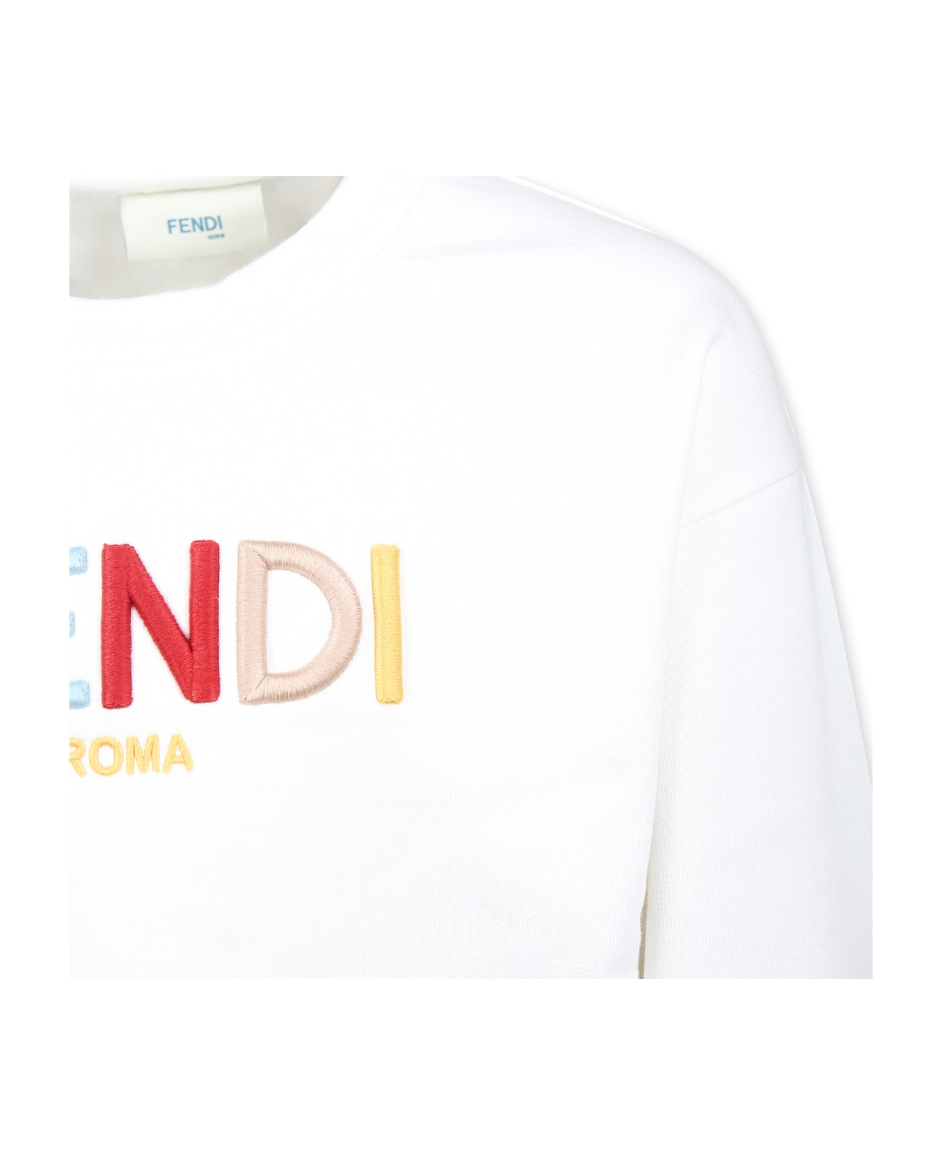 Fendi White Sweatshirt For Kids With Logo - White