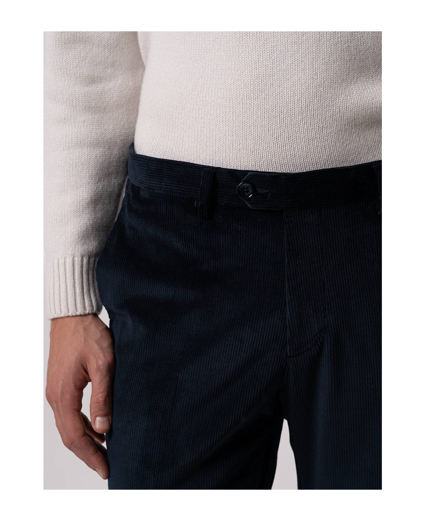 Larusmiani Velvet Trousers Howard Pants - MidnightBlue