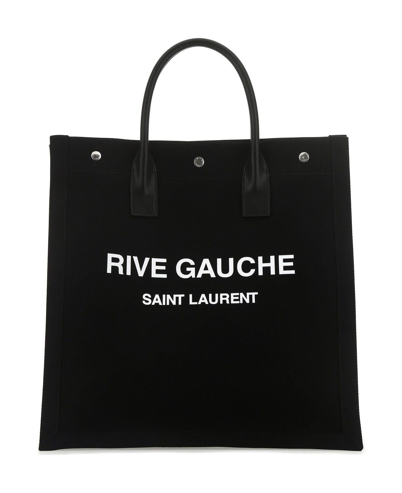 Saint Laurent Black Canvas Rive Gauche Shopping Bag - BLACK