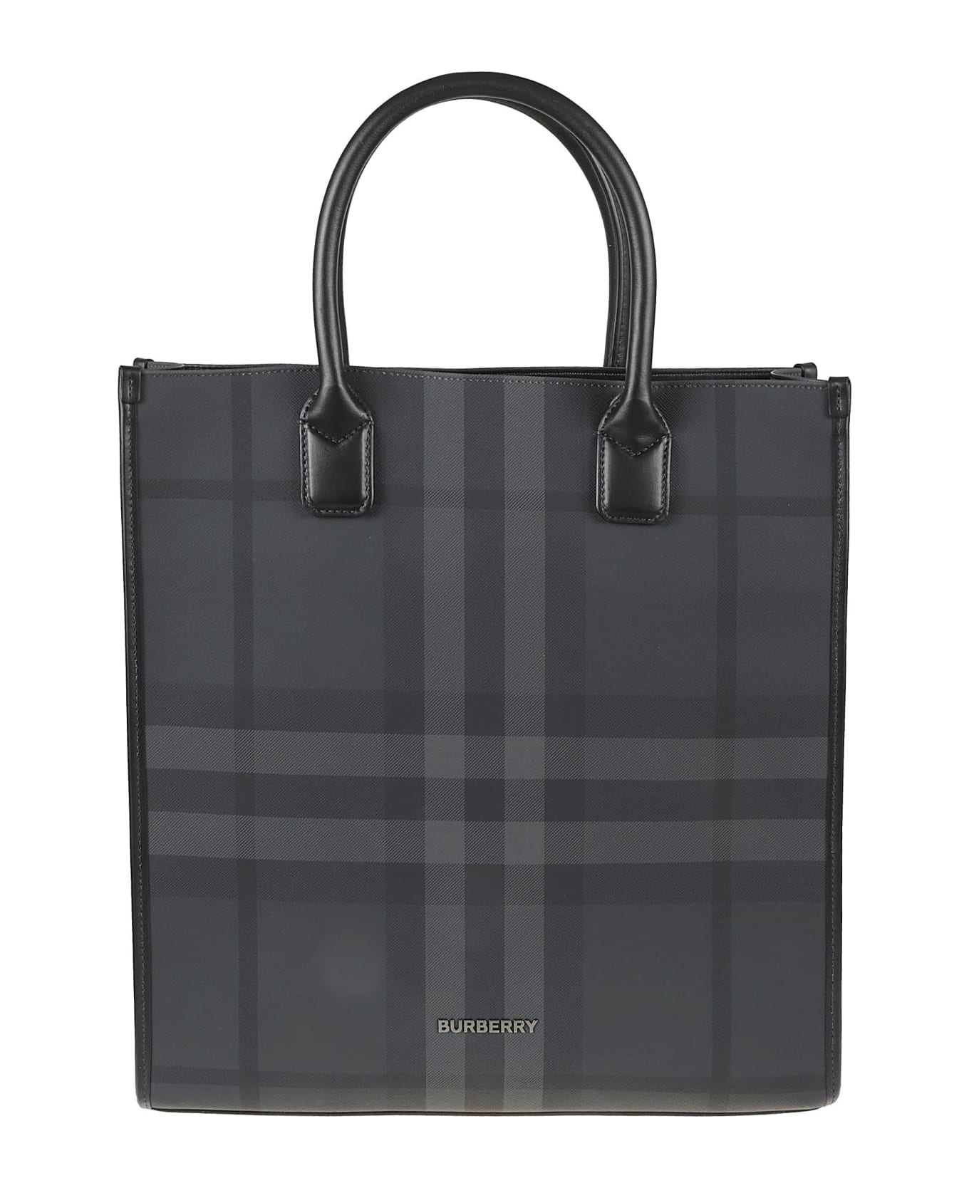Burberry Round Top Handle Checked Tote - Grey トートバッグ