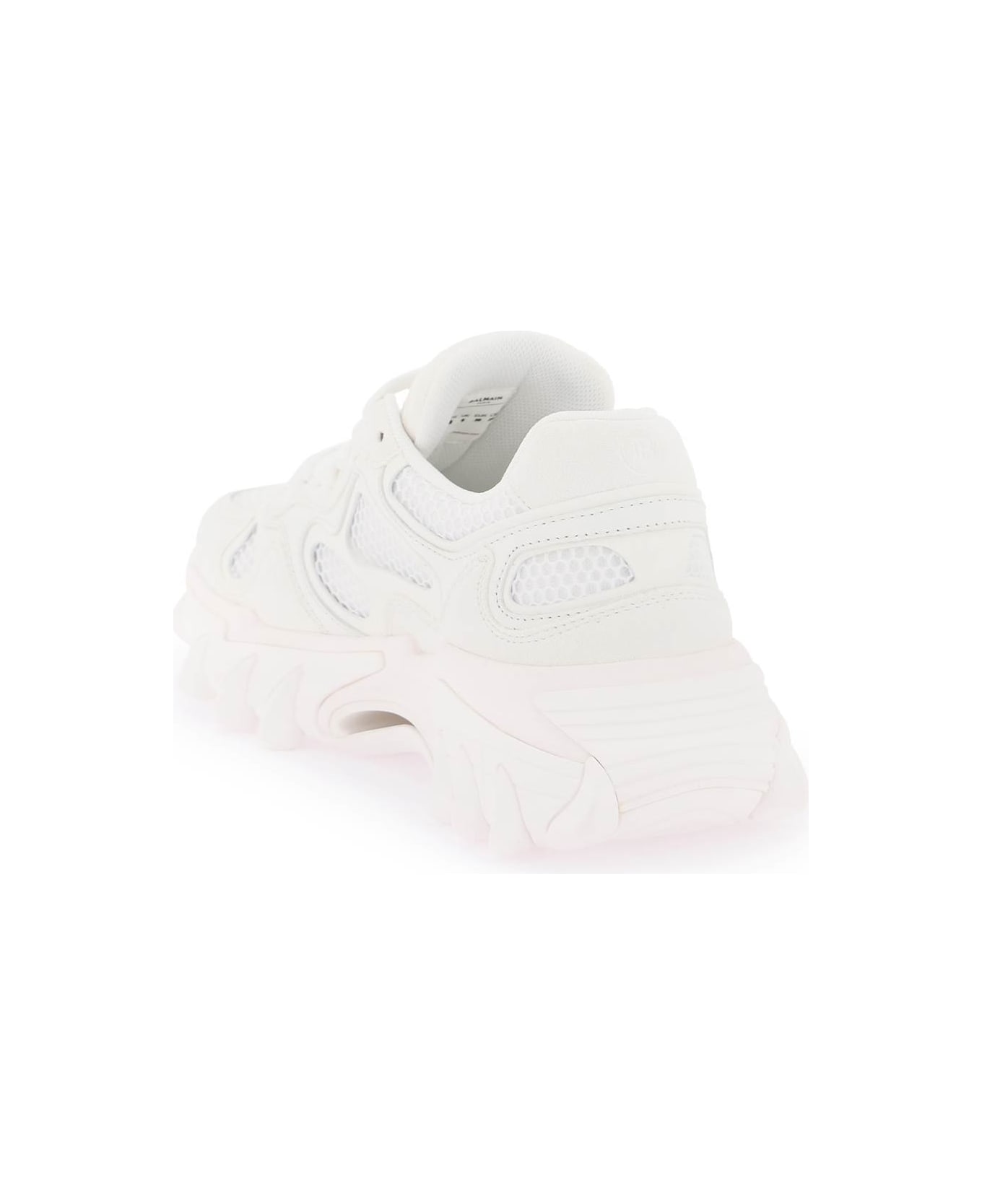 Balmain B-east Leather And Mesh Sneakers - BLANC OPTIQUE (White)