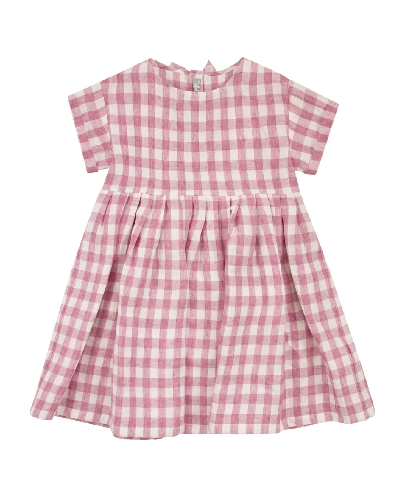Il Gufo Linen Checked Dress - Pink ワンピース＆ドレス