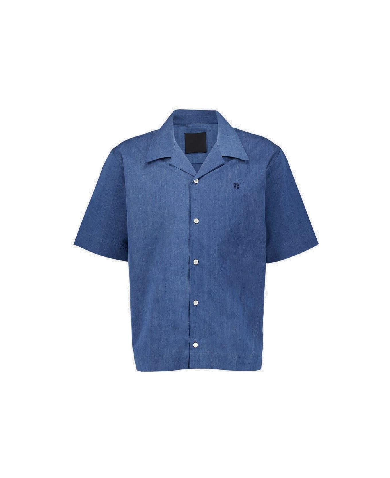 Givenchy Logo Embroidered Short-sleeve Shirt - Blue