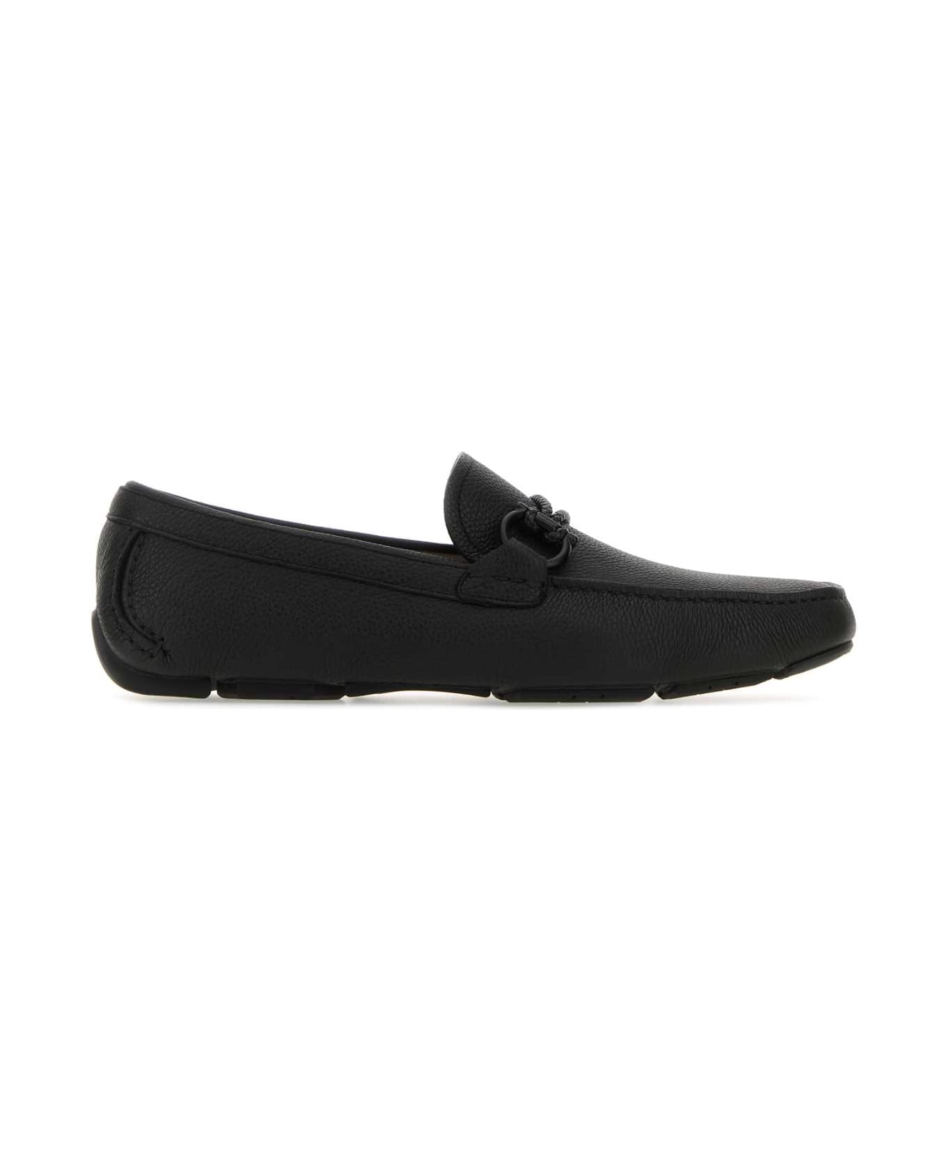 Ferragamo Black Leather Front Loafers - NERONEROLIGHTGREY
