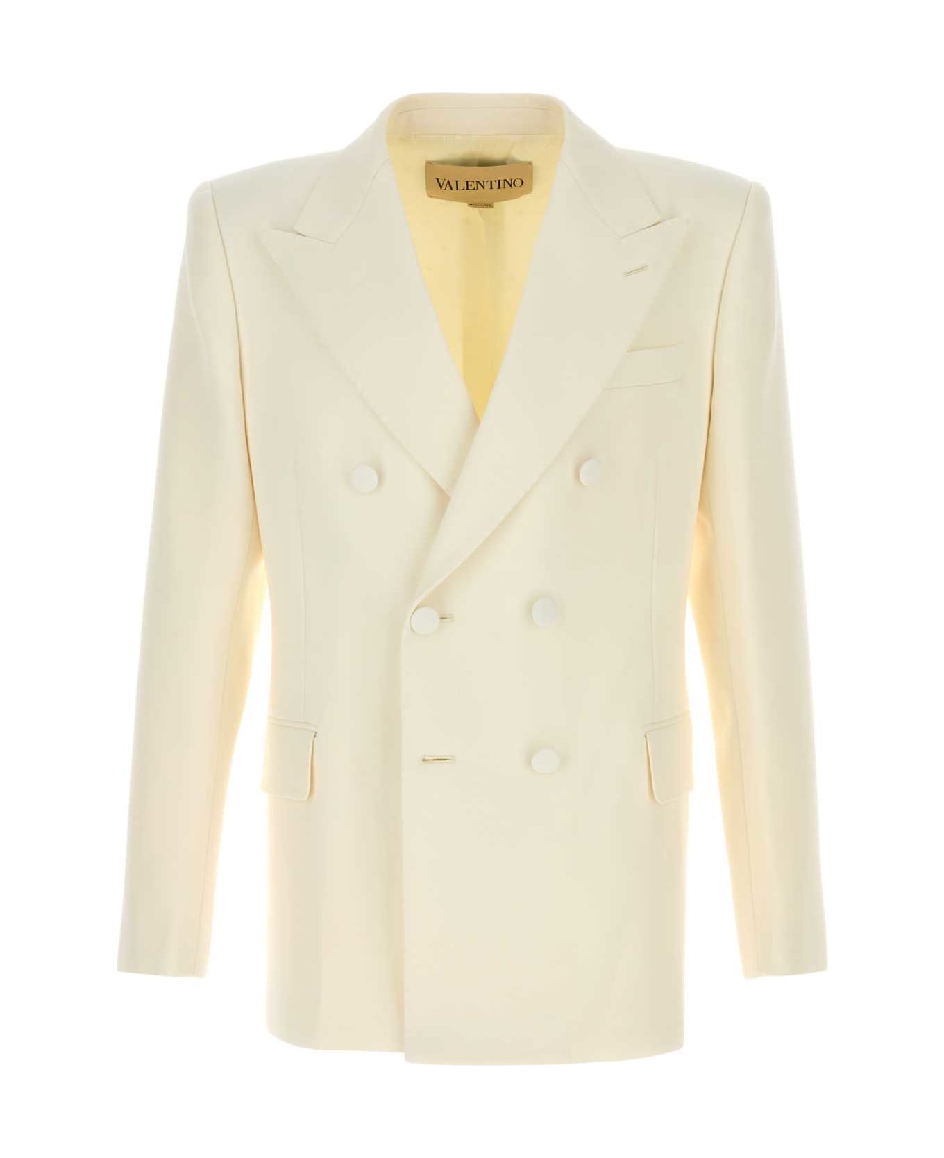 Valentino Garavani White Wool Blazer - MILKY