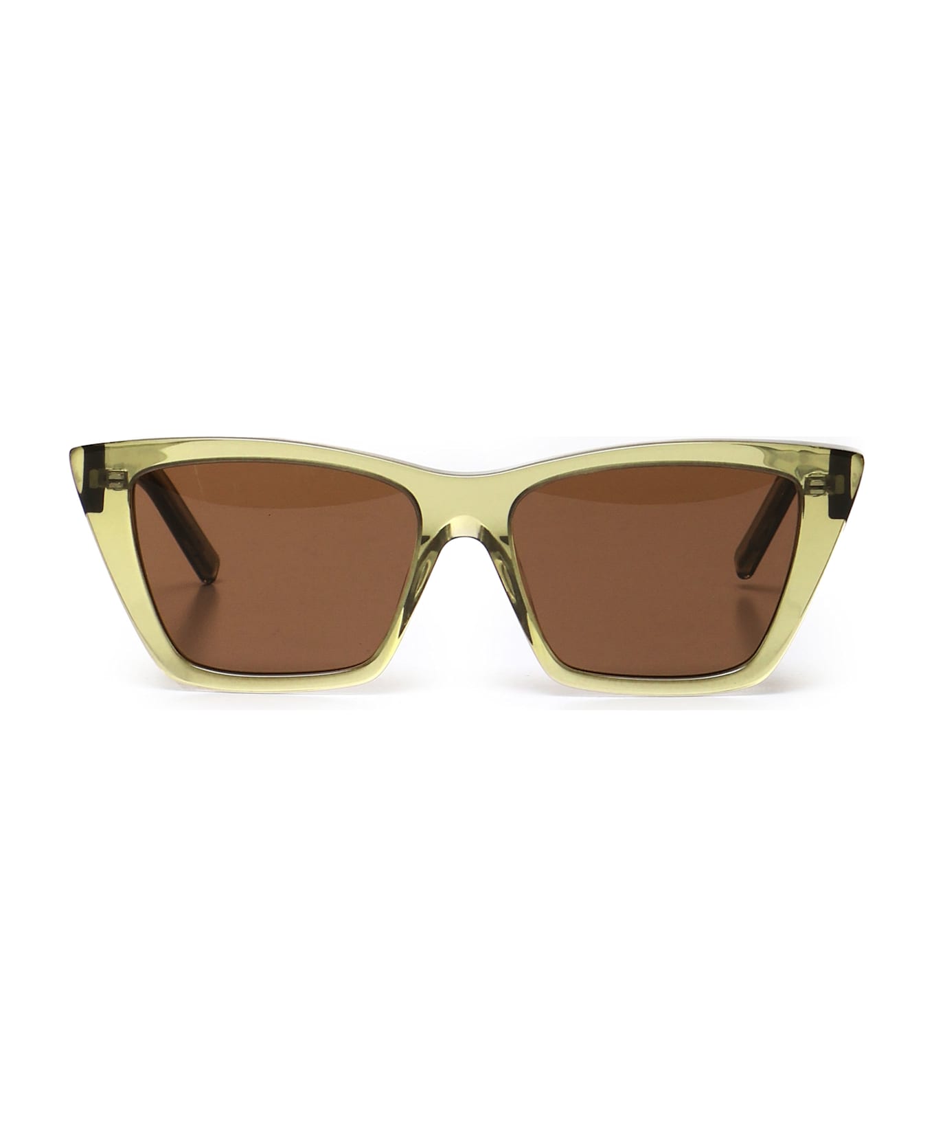 Saint Laurent Sunglasses With Cat-eye Frame In Nylon - GREEN GREEN BROWN サングラス