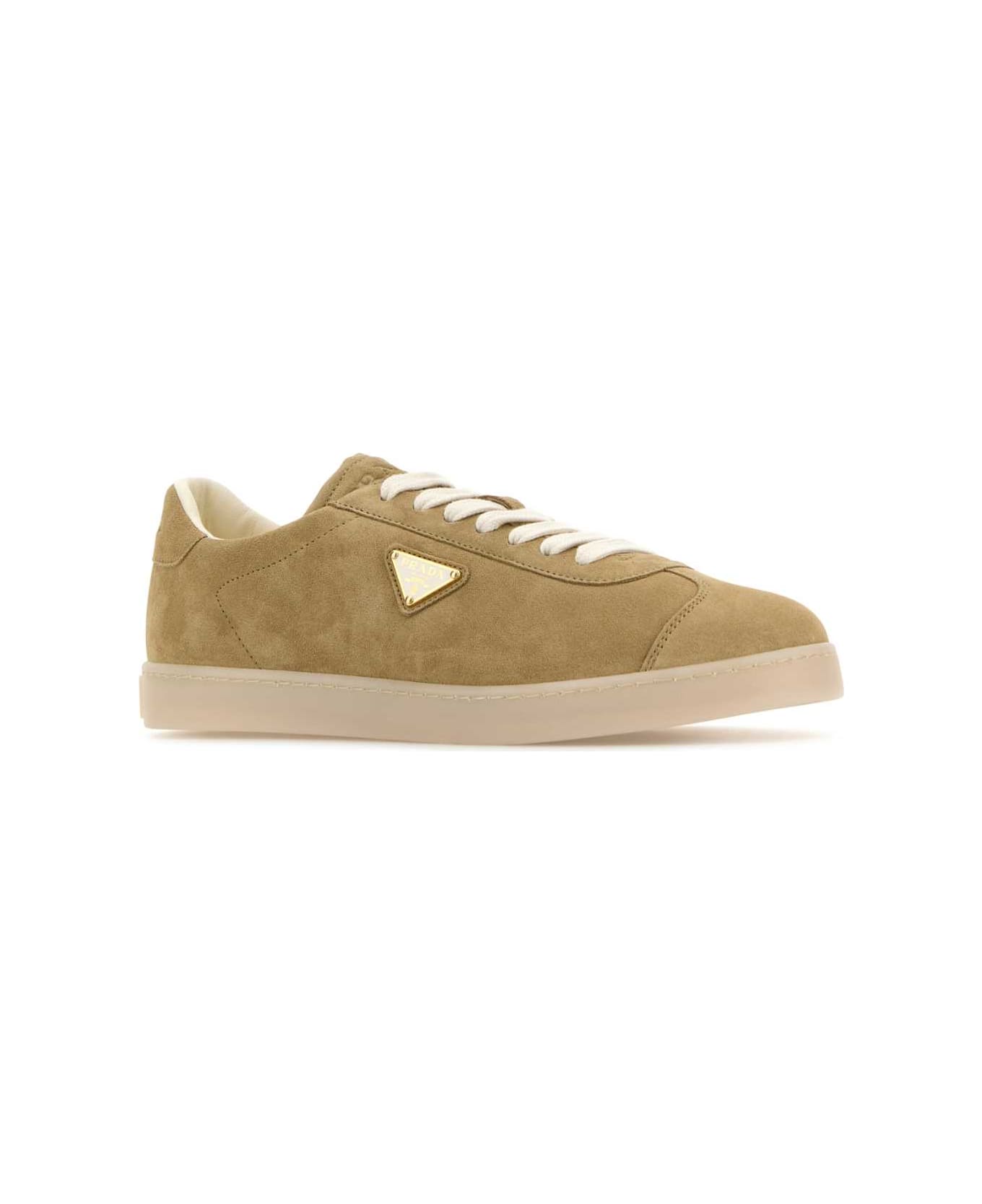 Prada Beige Suede Sneakers - ECRU