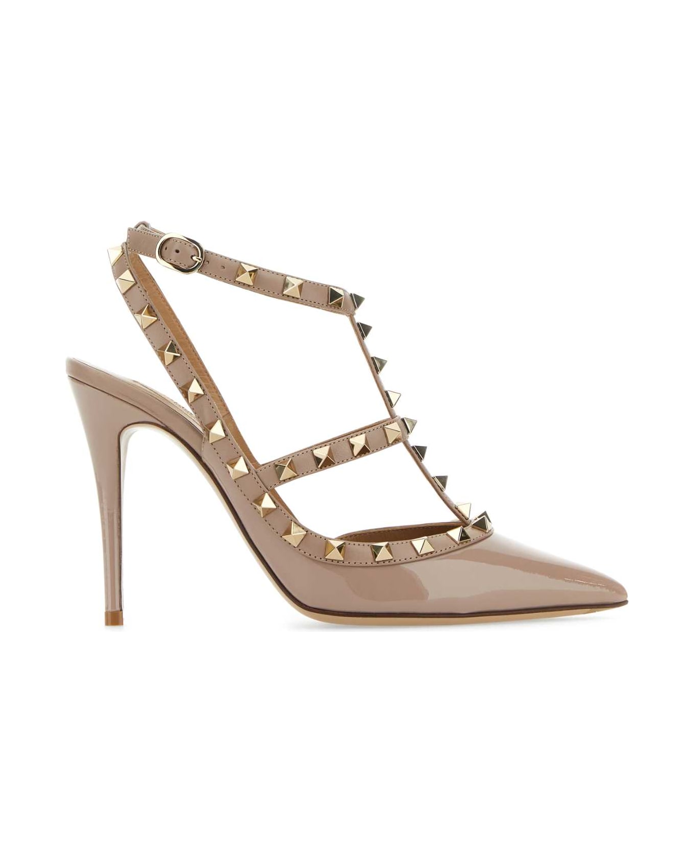 Valentino Garavani Light Pink Leather Rockstud Pumps - POUDRE