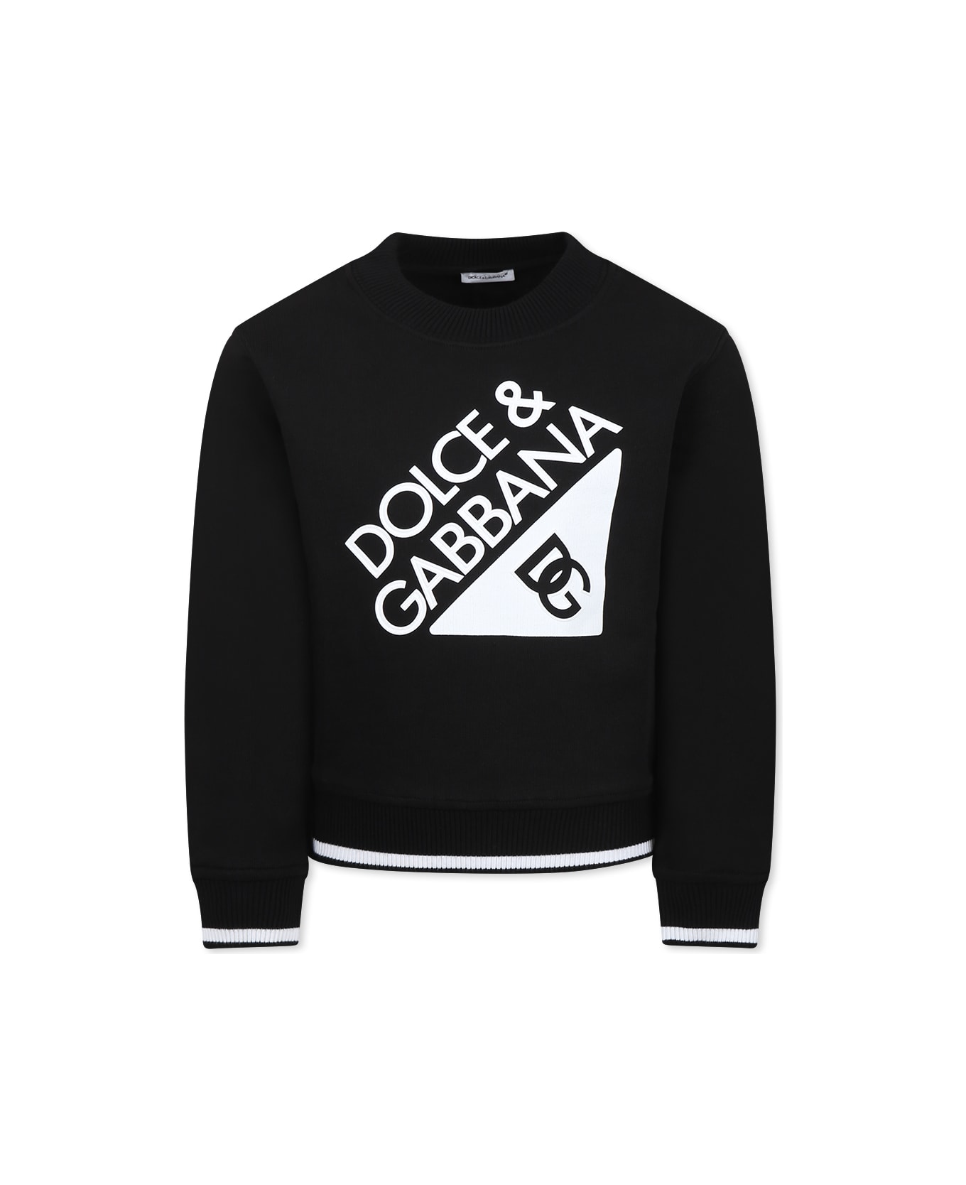 Dolce & Gabbana Black Sweatshirt For Kids With Logo - Black