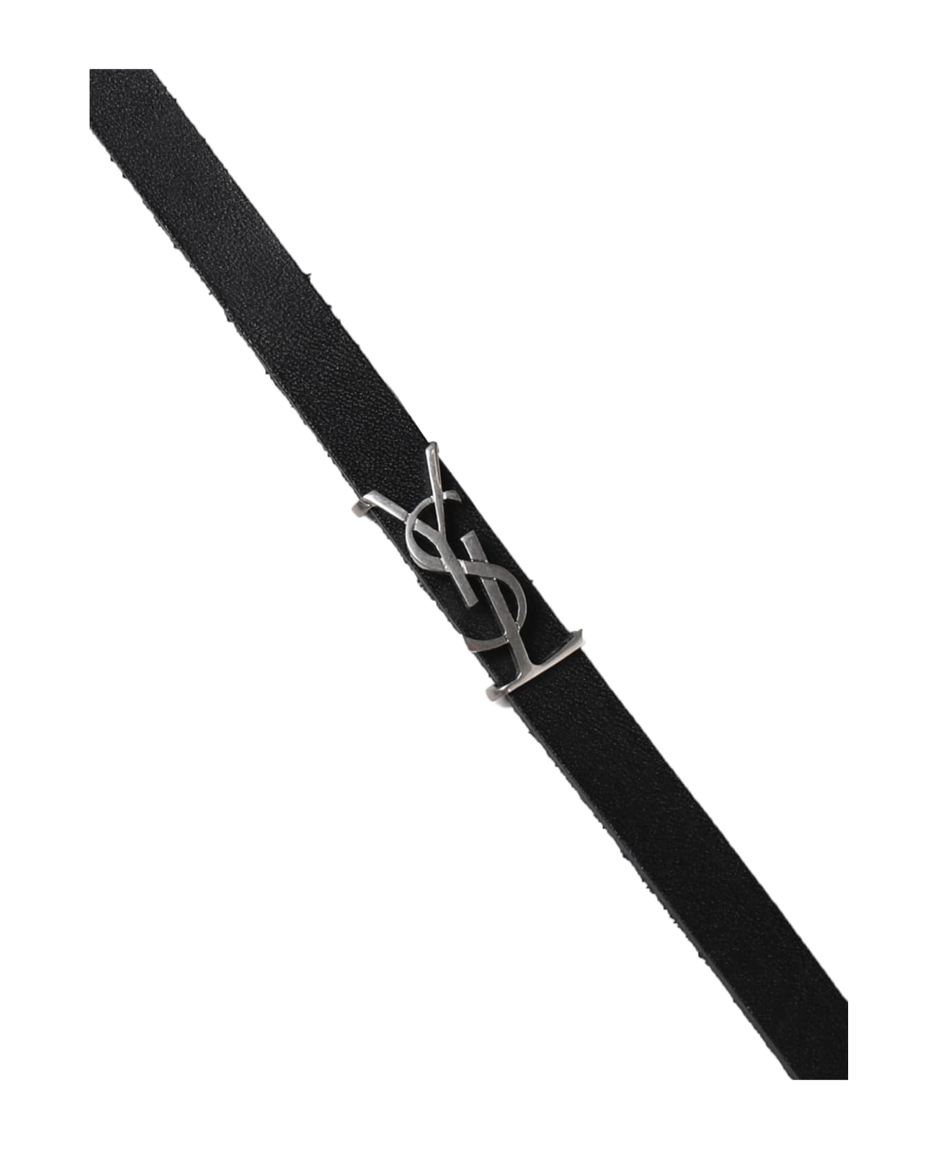 Saint Laurent Double Wrap Logo Bracelet - Black