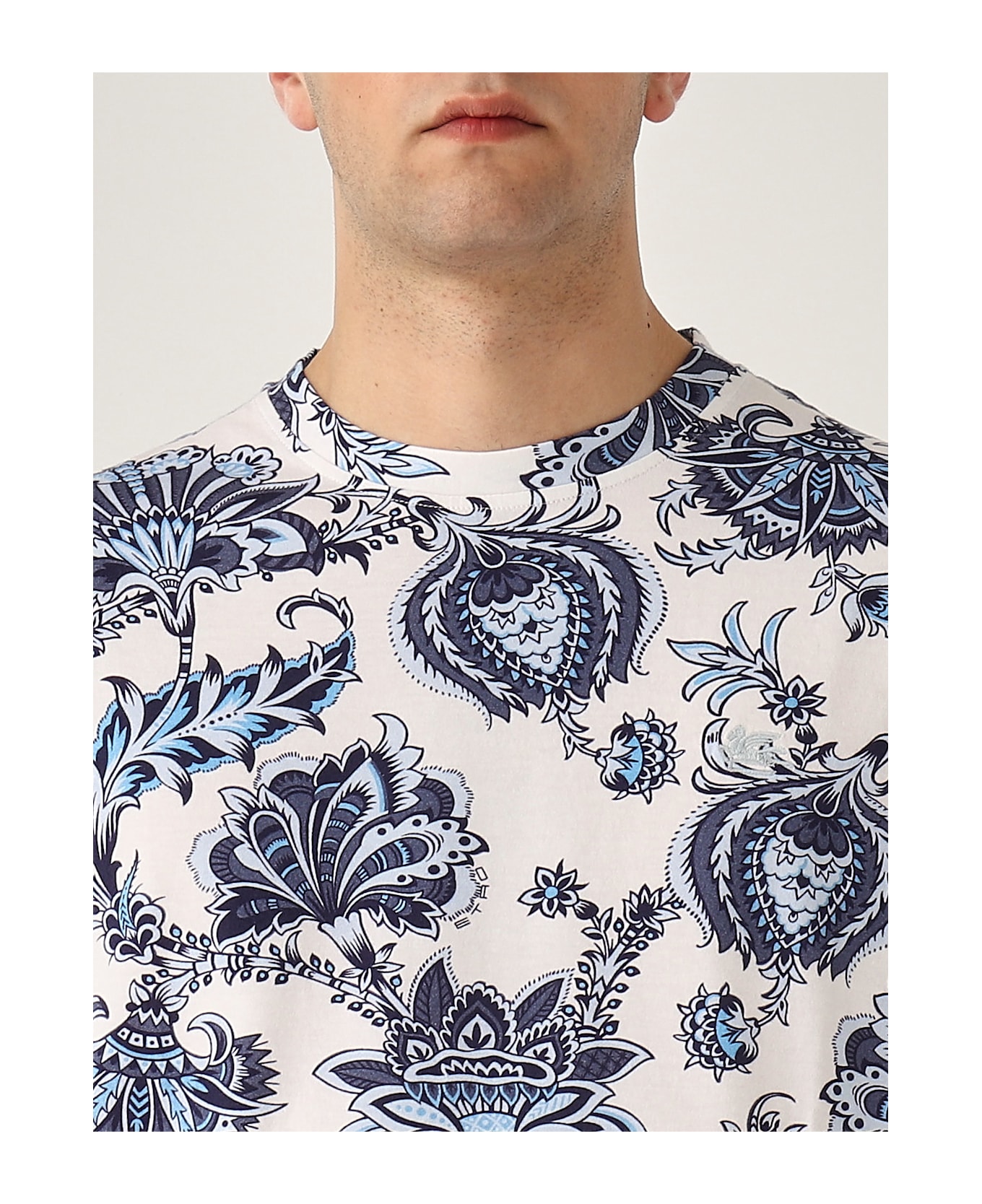 Etro T-shirt Roma Fantasia M/c T-shirt - BIANCO-BLU