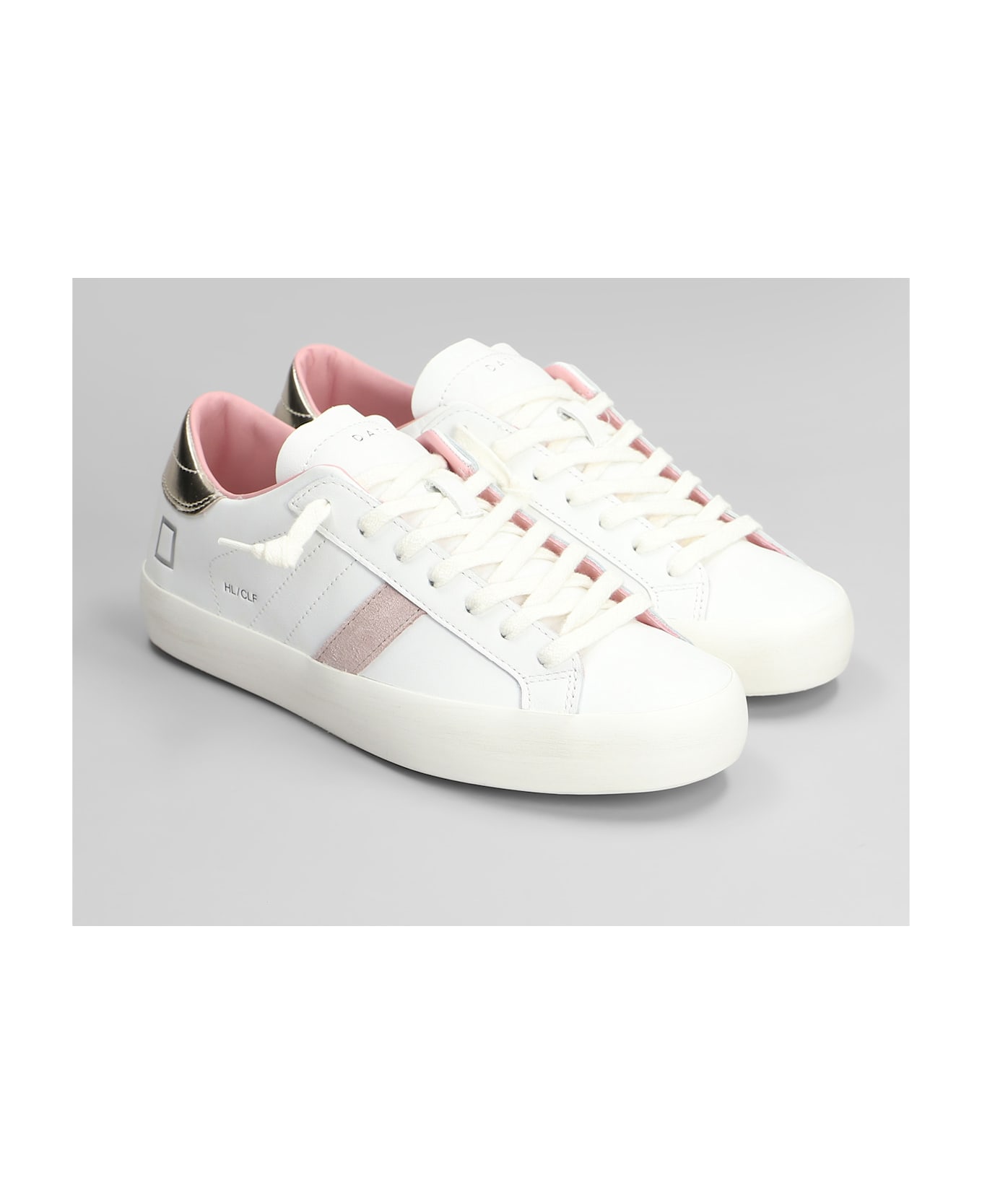 D.A.T.E. Hill Low Sneakers In White Leather - WHITE PLATINUM
