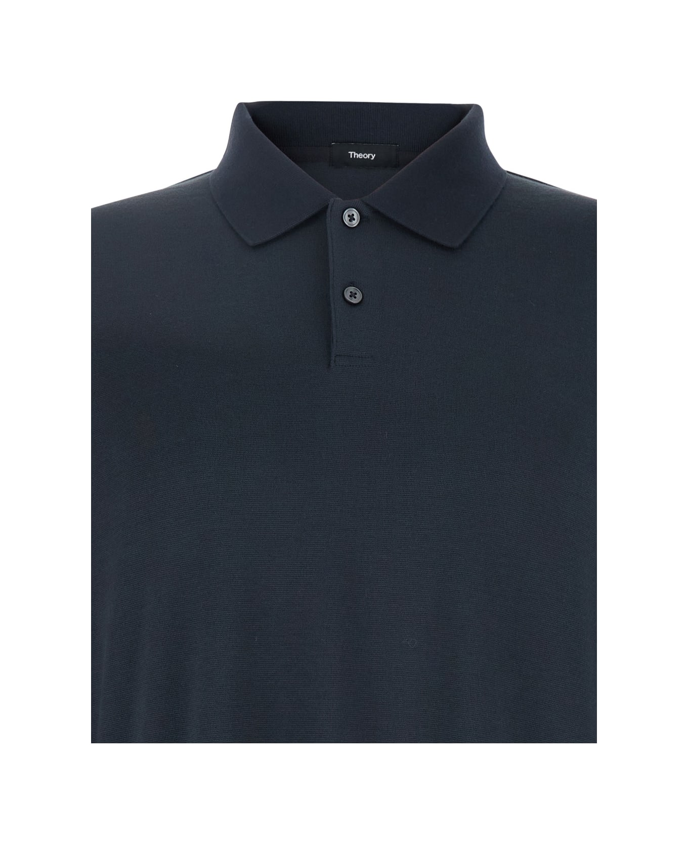 Theory 
goris
 Black Polo Shirt With Classic Collar And Long Sleeves In Tech Fabric Stretch Man - Black