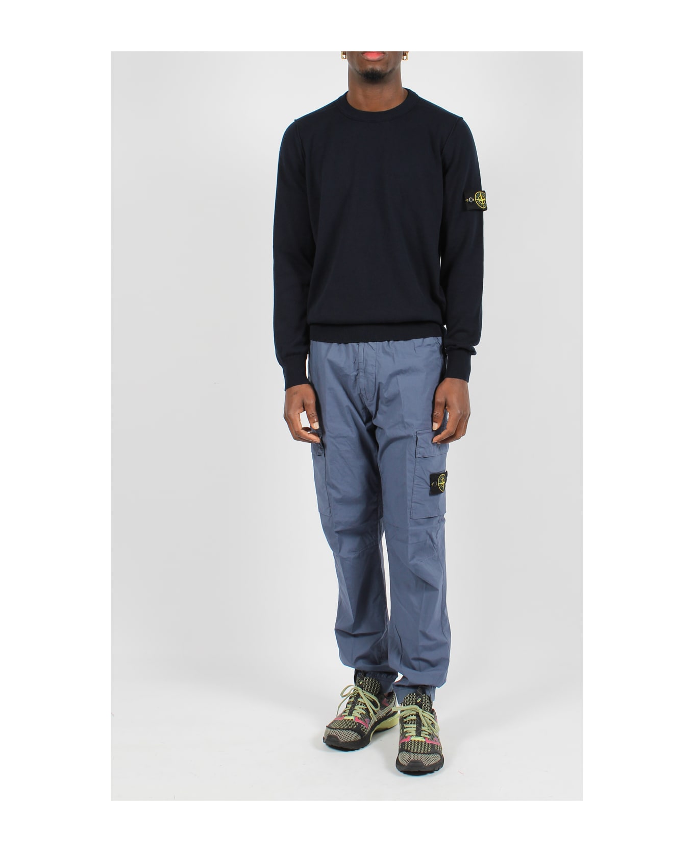 Stone Island Compass Patch Cargo Trousers - Blue