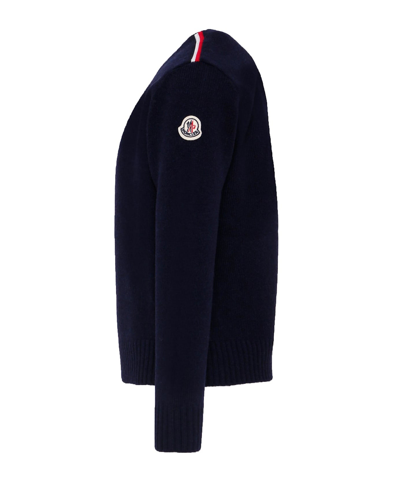 Moncler Blue Sweater For Boy With Logo - Blue