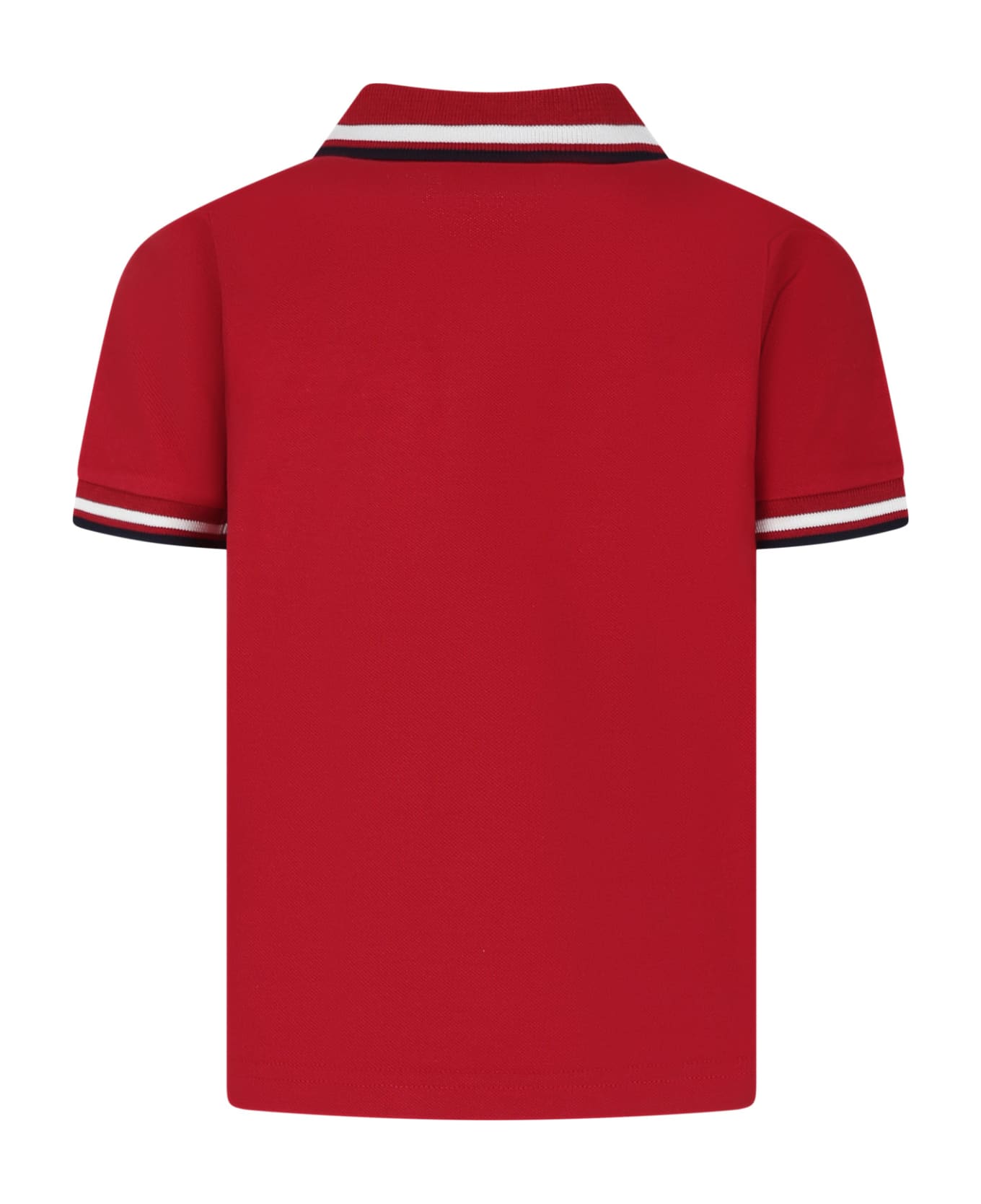 Moncler Red Polo Shirt For Boy With Logo - Red
