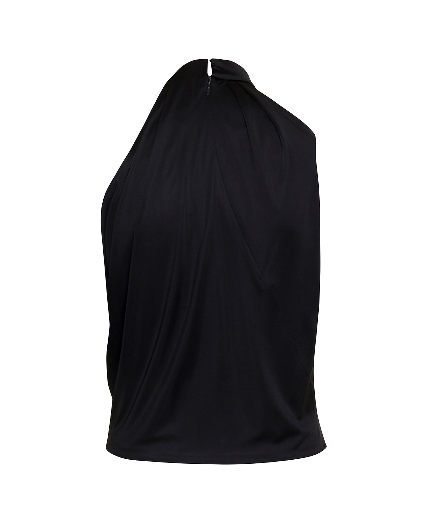Versace Black Halterneck Top With Diagonal Cut-out In Viscose Woman - Black トップス